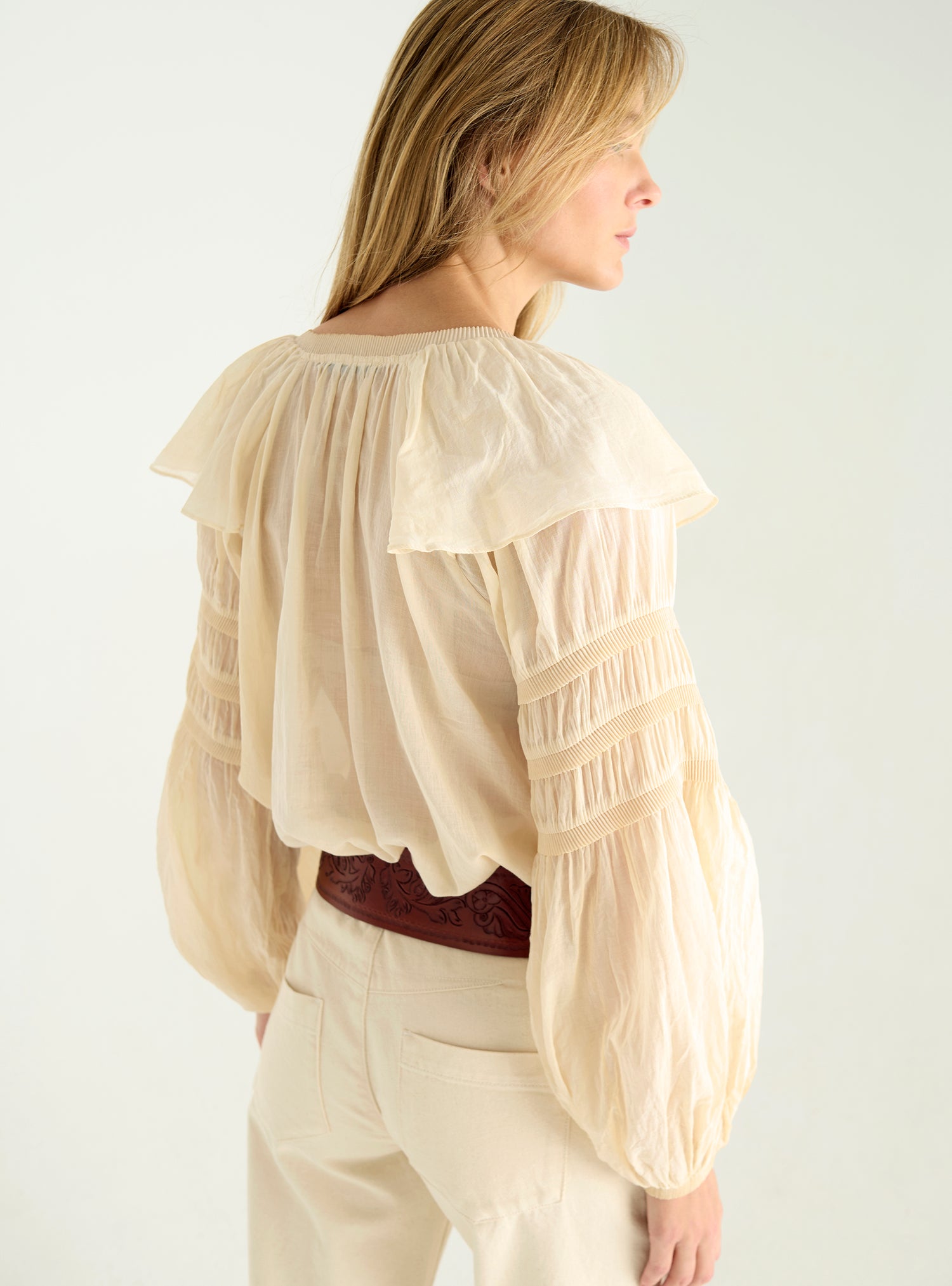 Bluse aus plissiertem Voile
