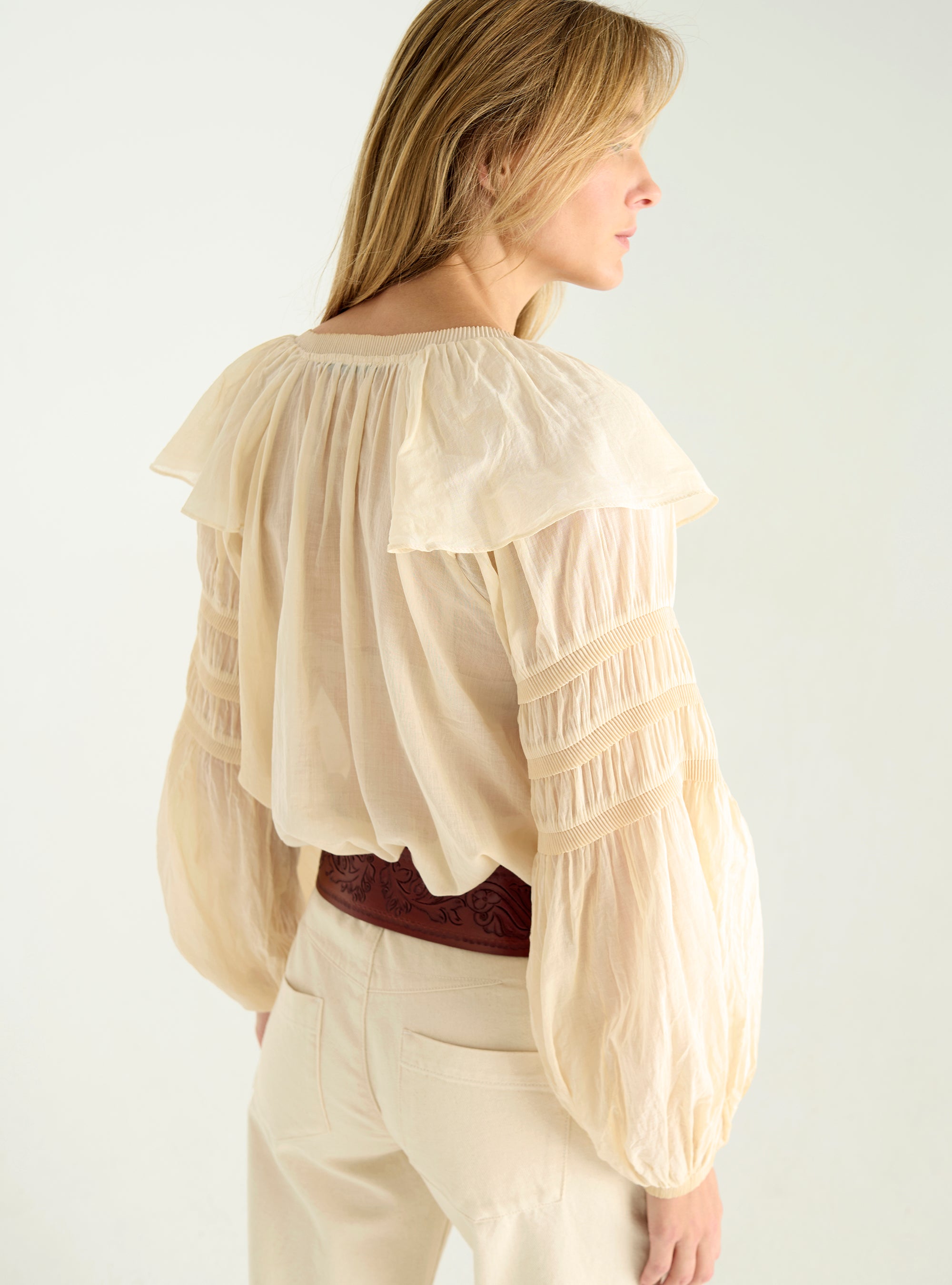 Bluse aus plissiertem Voile