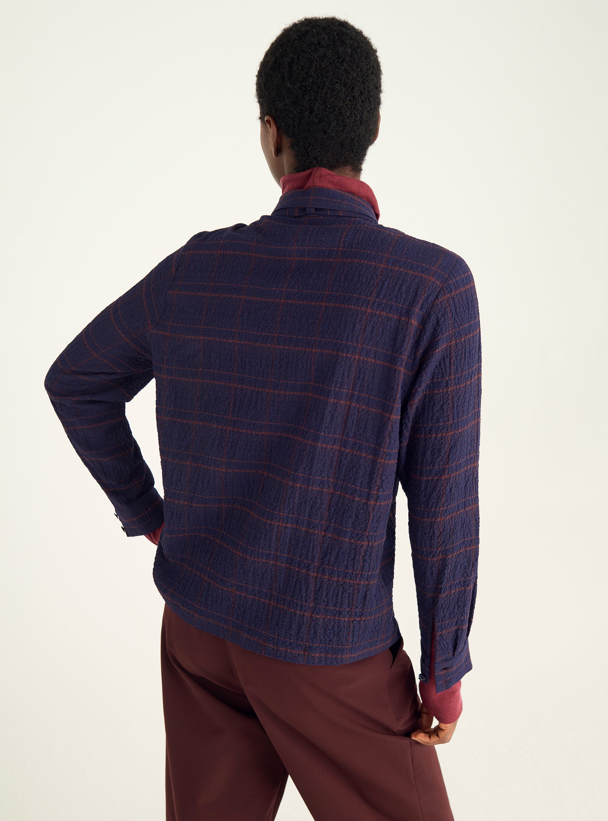 Chemise en seersucker à lavallière amovible