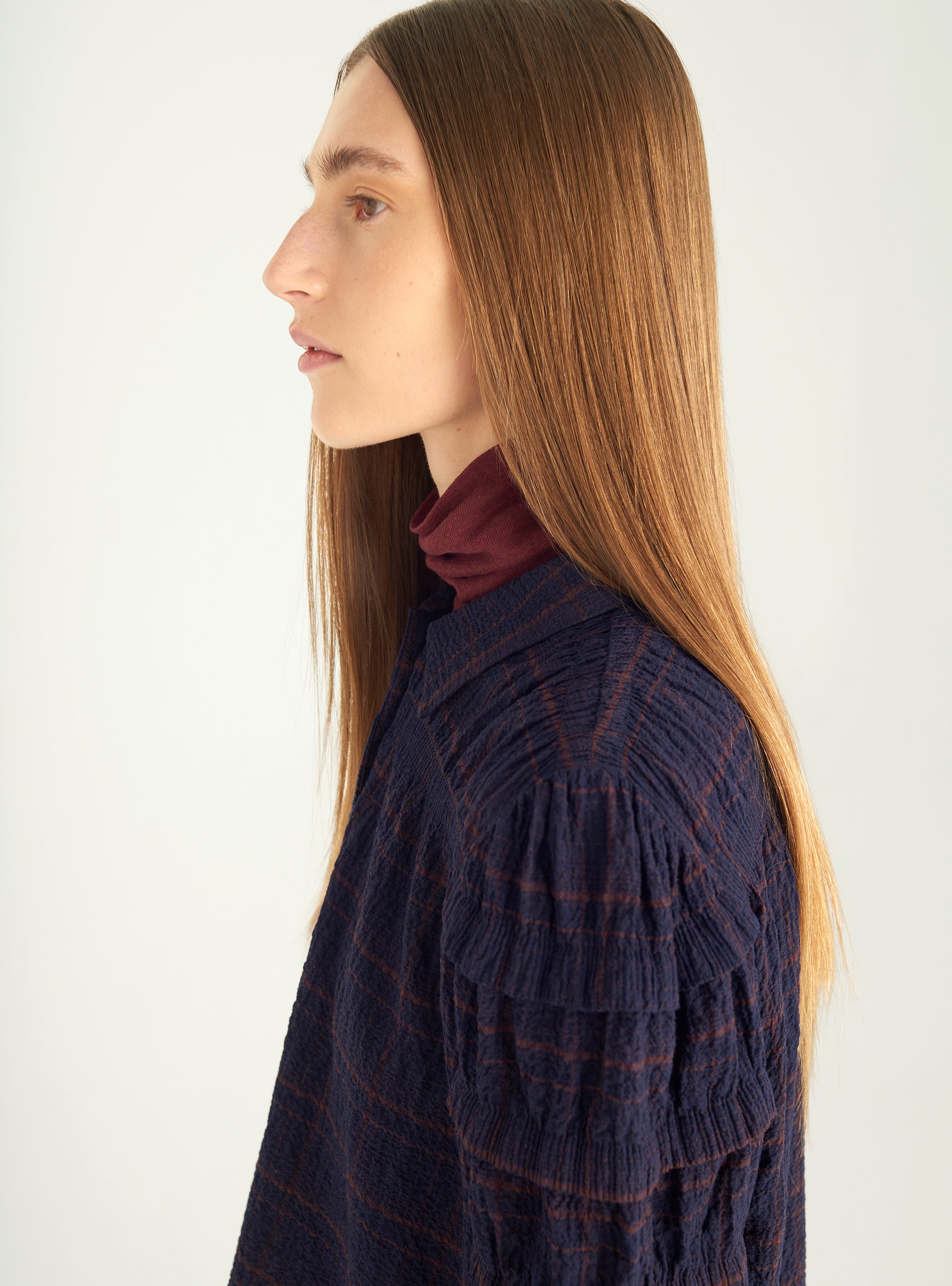 Bluse aus Cloqué mit Karomuster