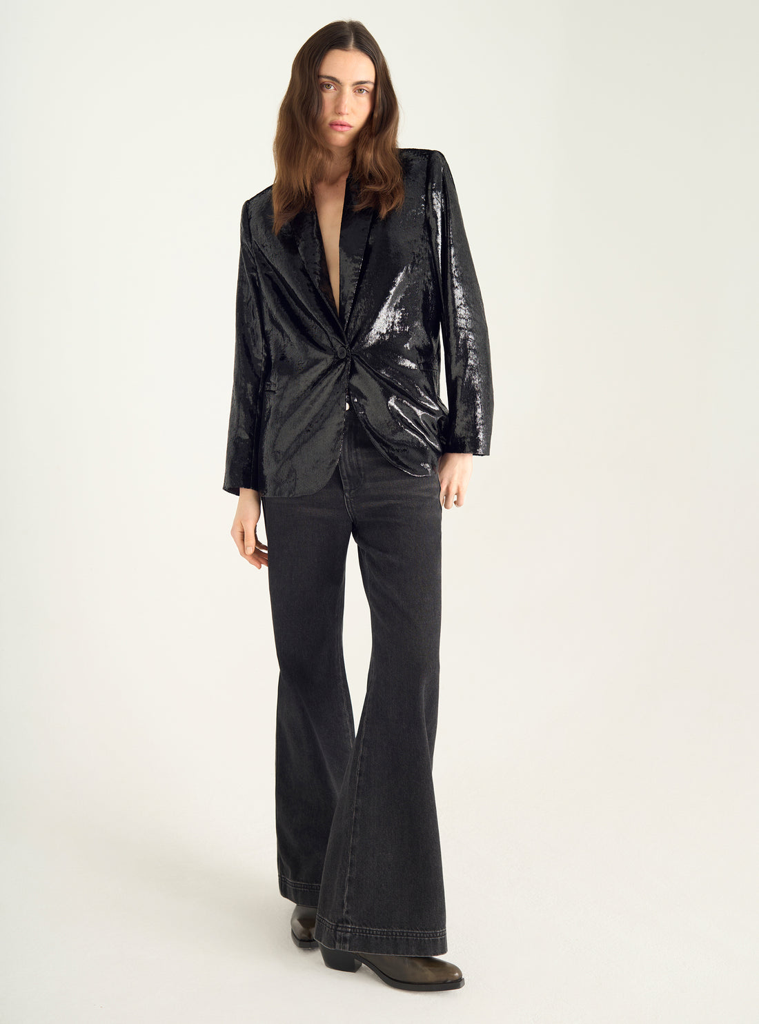 Veste blazer en velours fluide