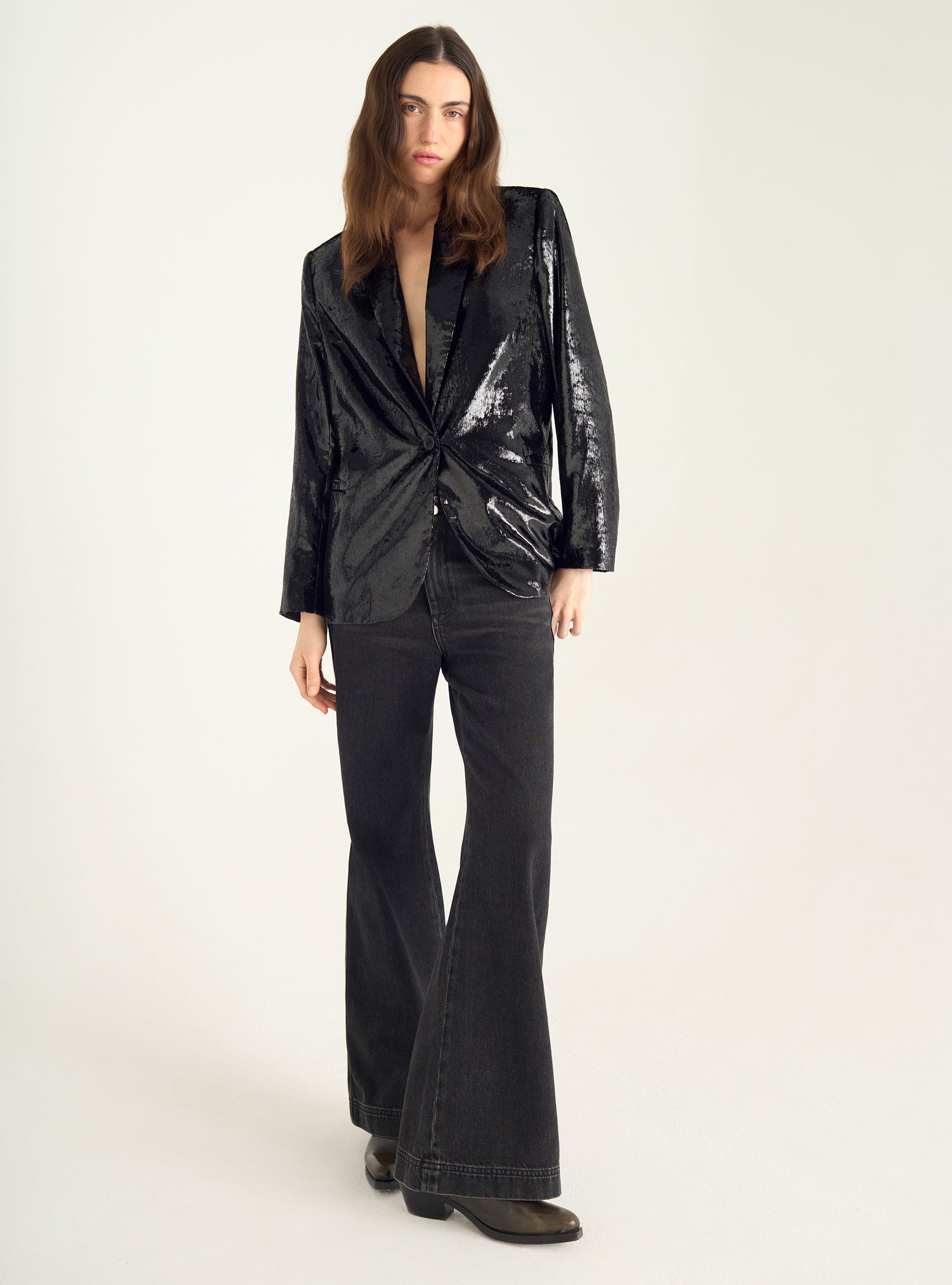 Veste blazer en velours fluide