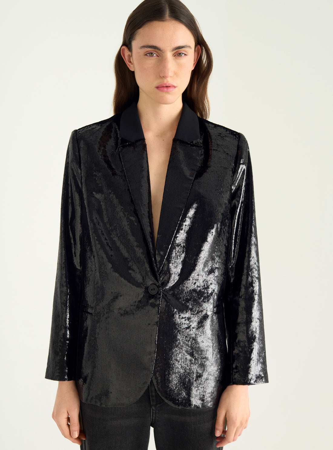 Veste blazer en velours fluide