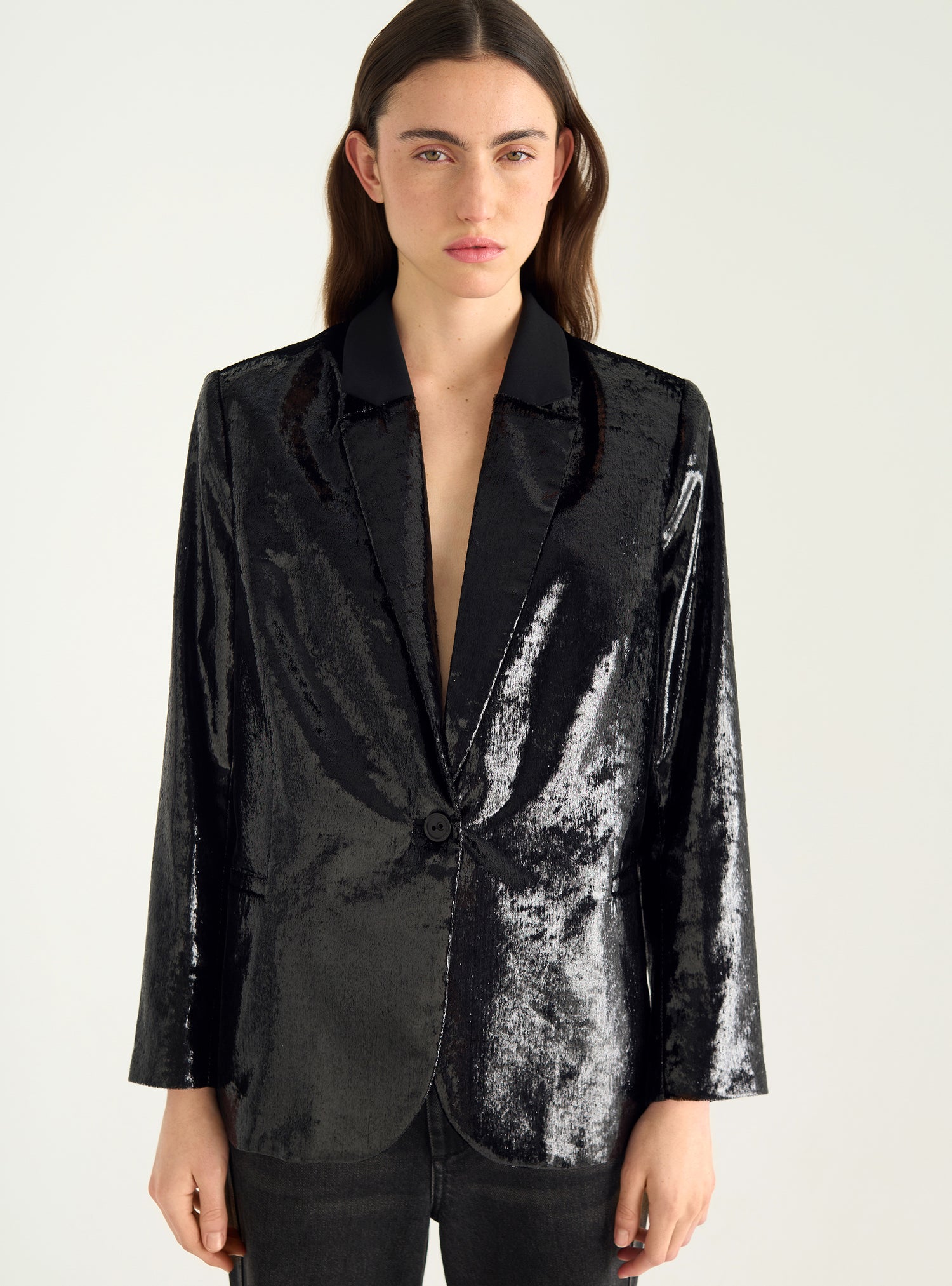Veste blazer en velours fluide