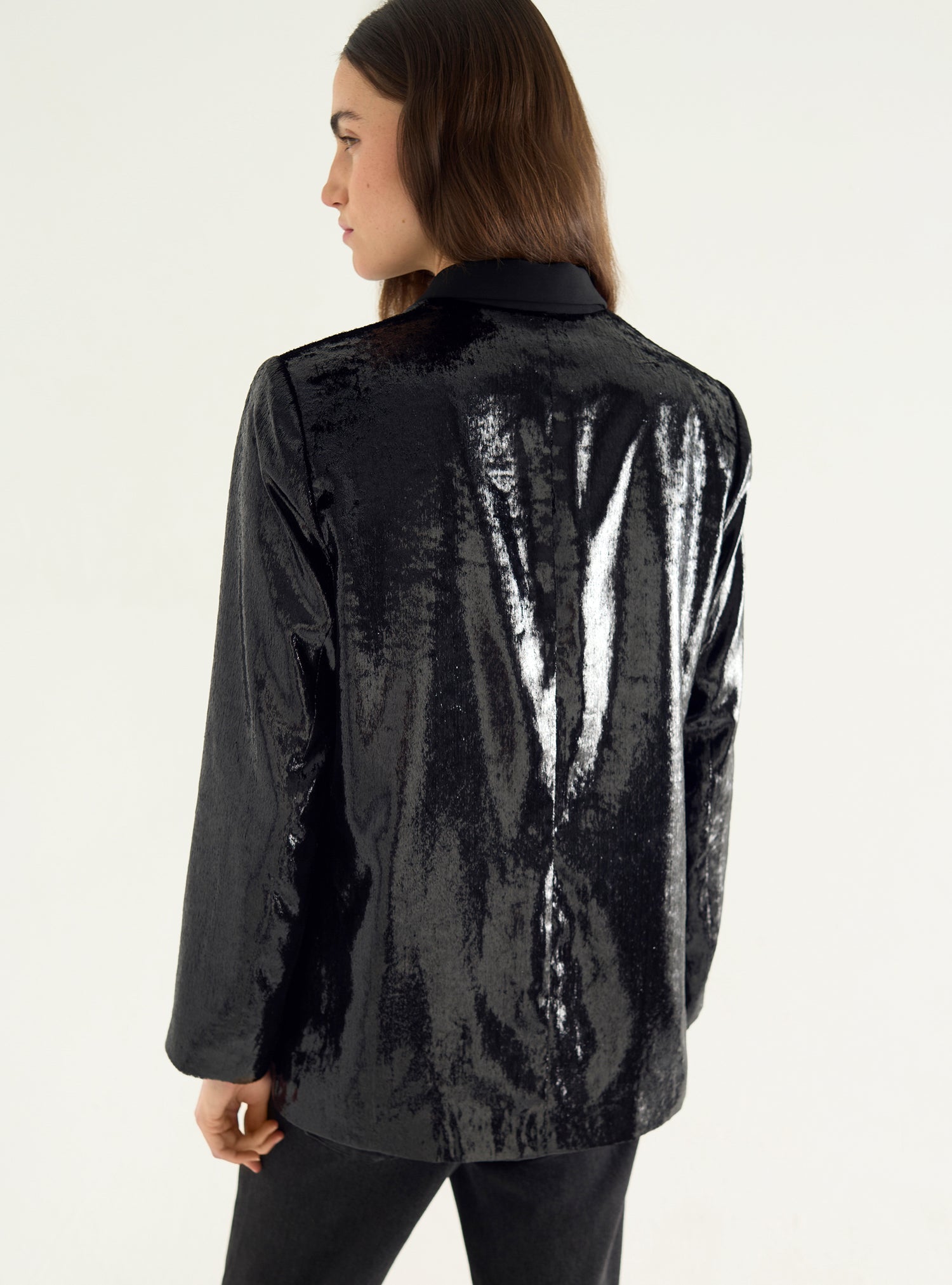 Veste blazer en velours fluide