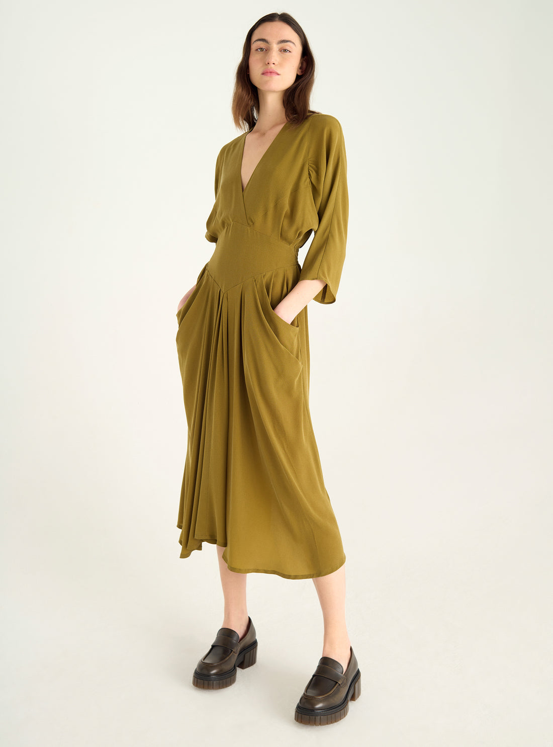Cupro-Kleid mit Wascheffekt
