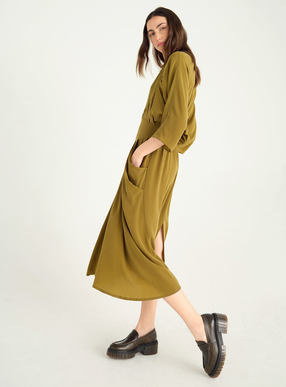 Cupro-Kleid mit Wascheffekt