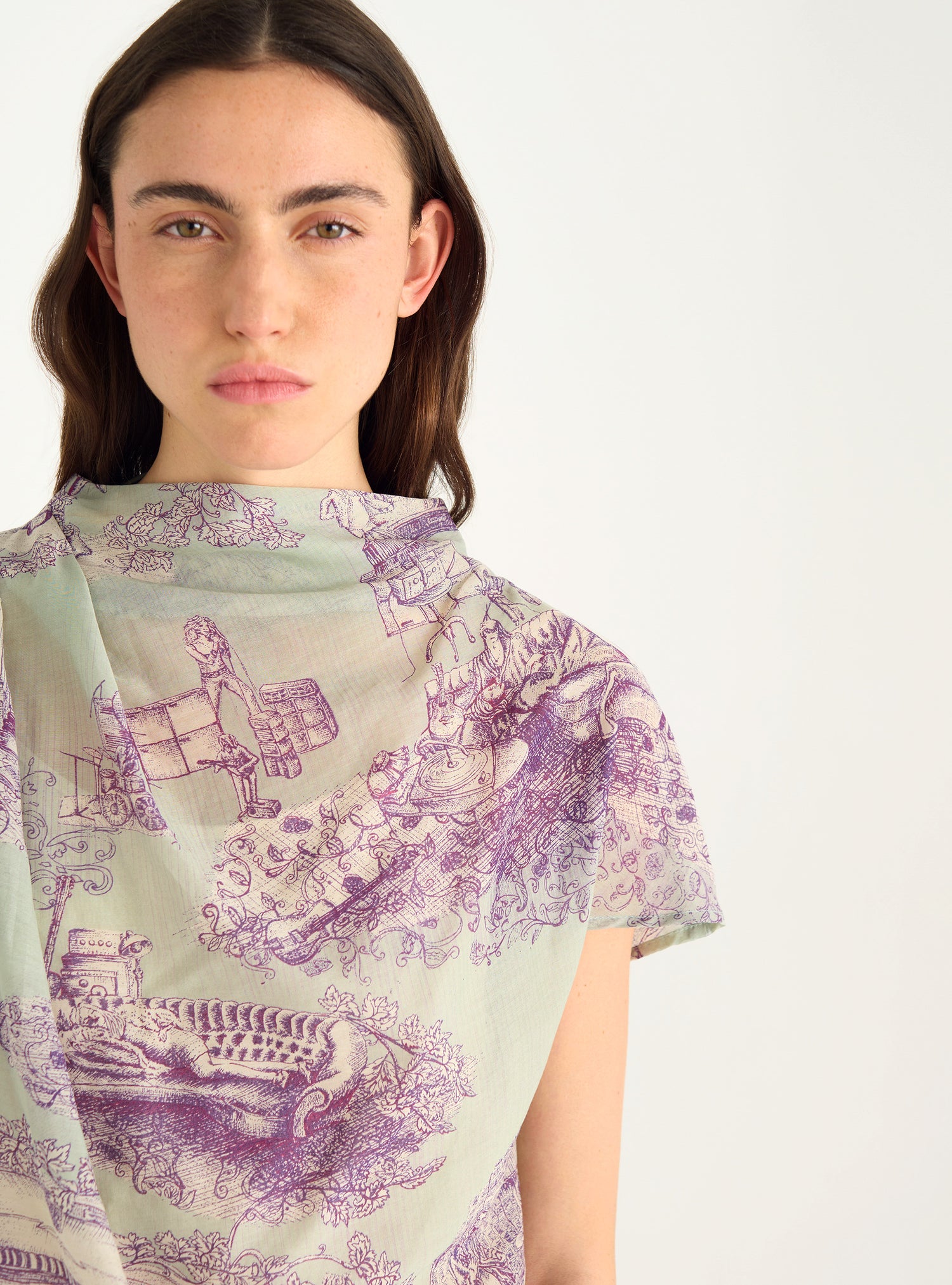 Drapierte Bluse aus Baumwoll-Seiden-Voile