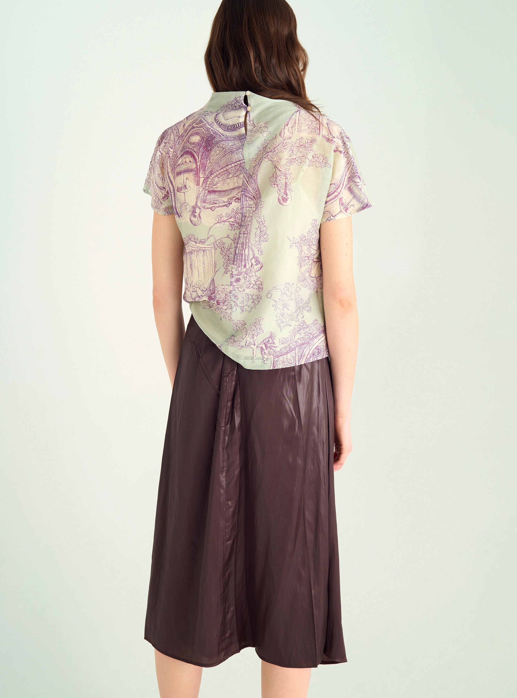 Drapierte Bluse aus Baumwoll-Seiden-Voile
