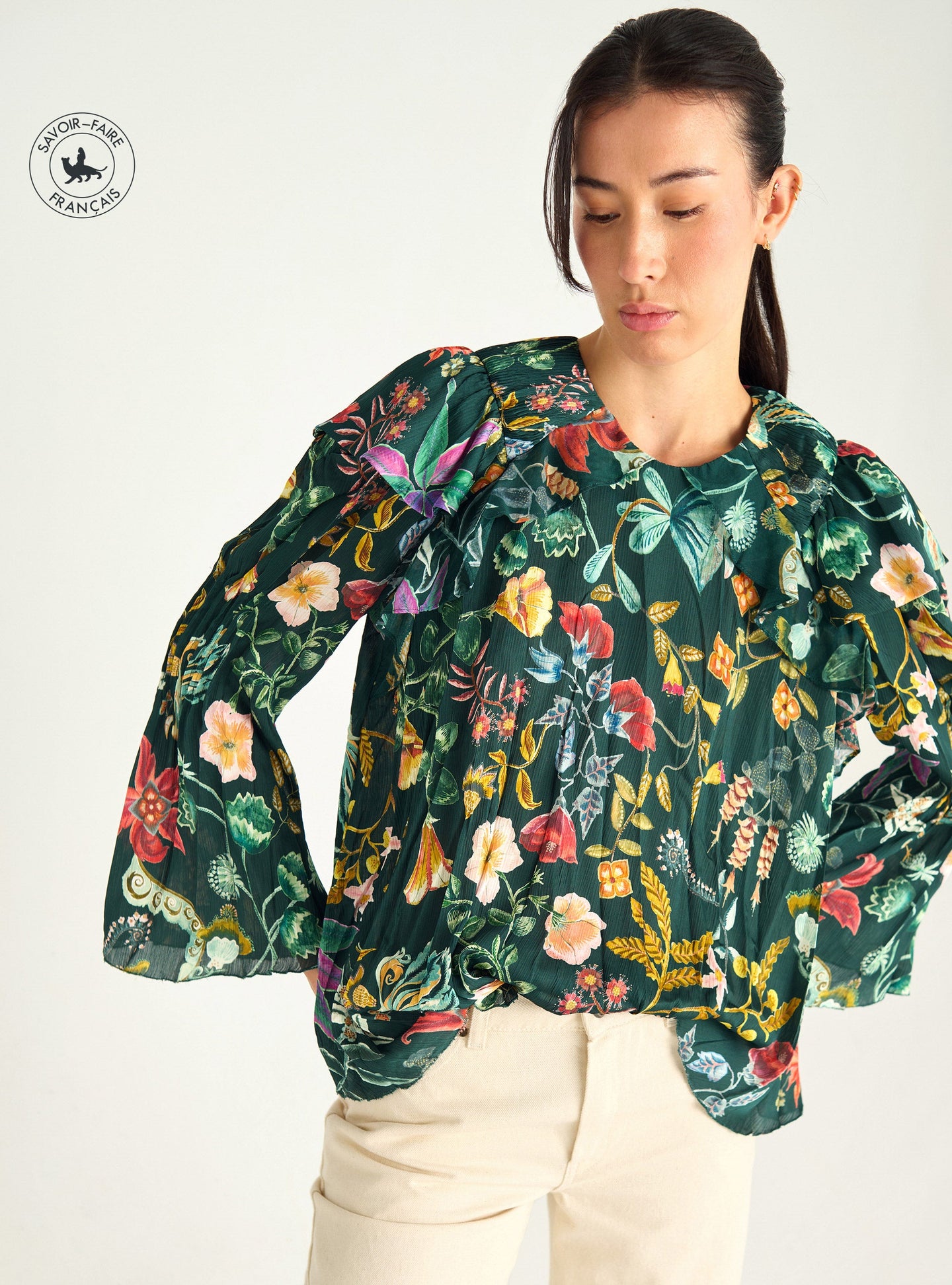 Blouse imprimée à volants Cotélac 