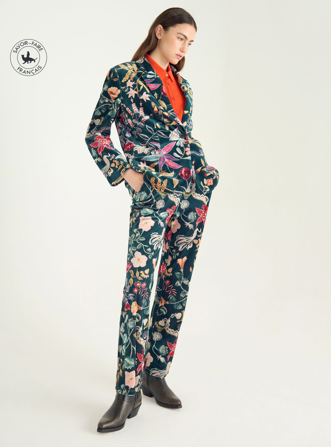 Veste blazer en maille velours