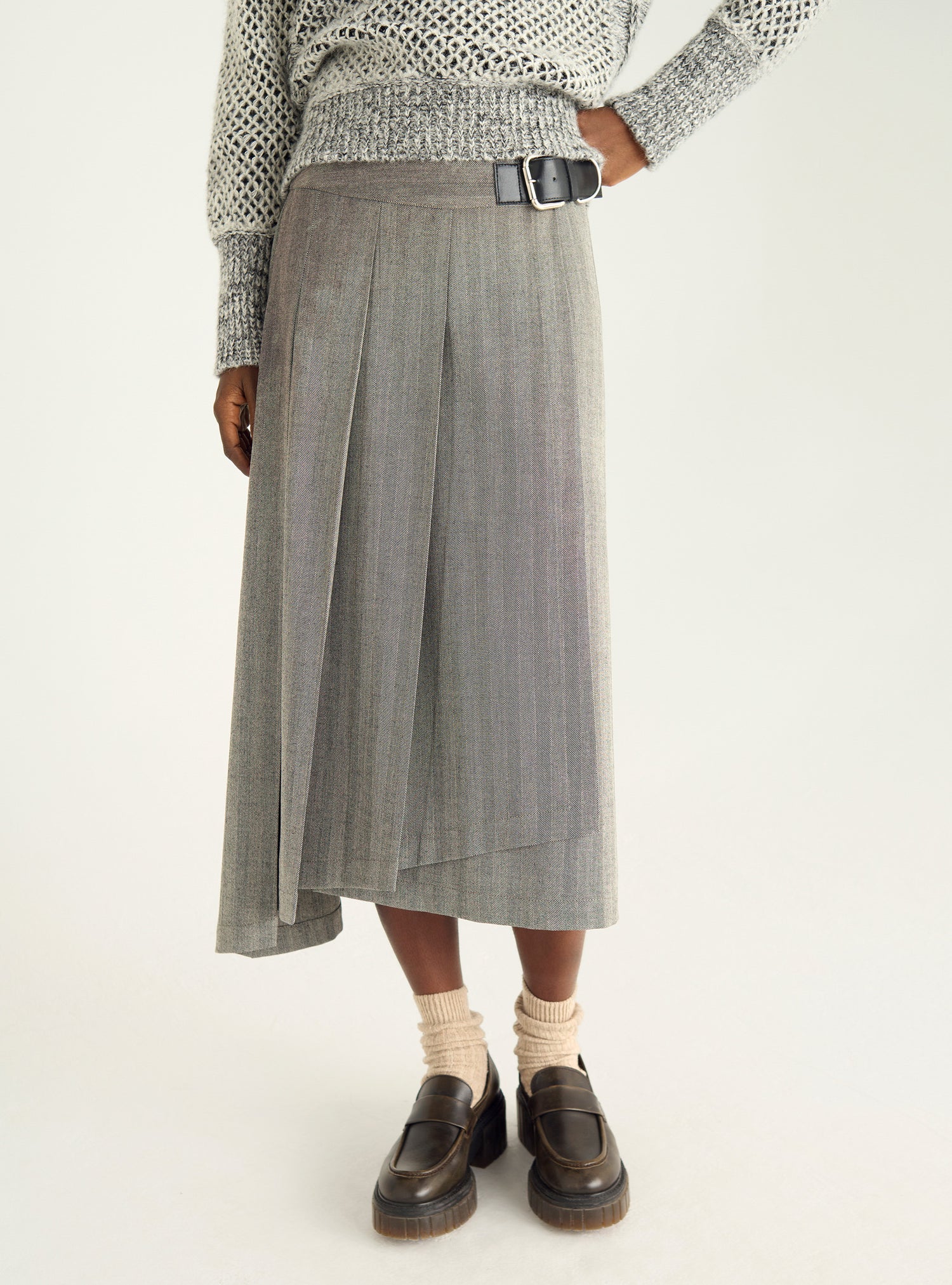 Qooth Jupe asymétrique en Tulle et maille pour femmes, 3 couches Qooth Jupe asymétrique en Tulle et maille pour femmes, 3 couches