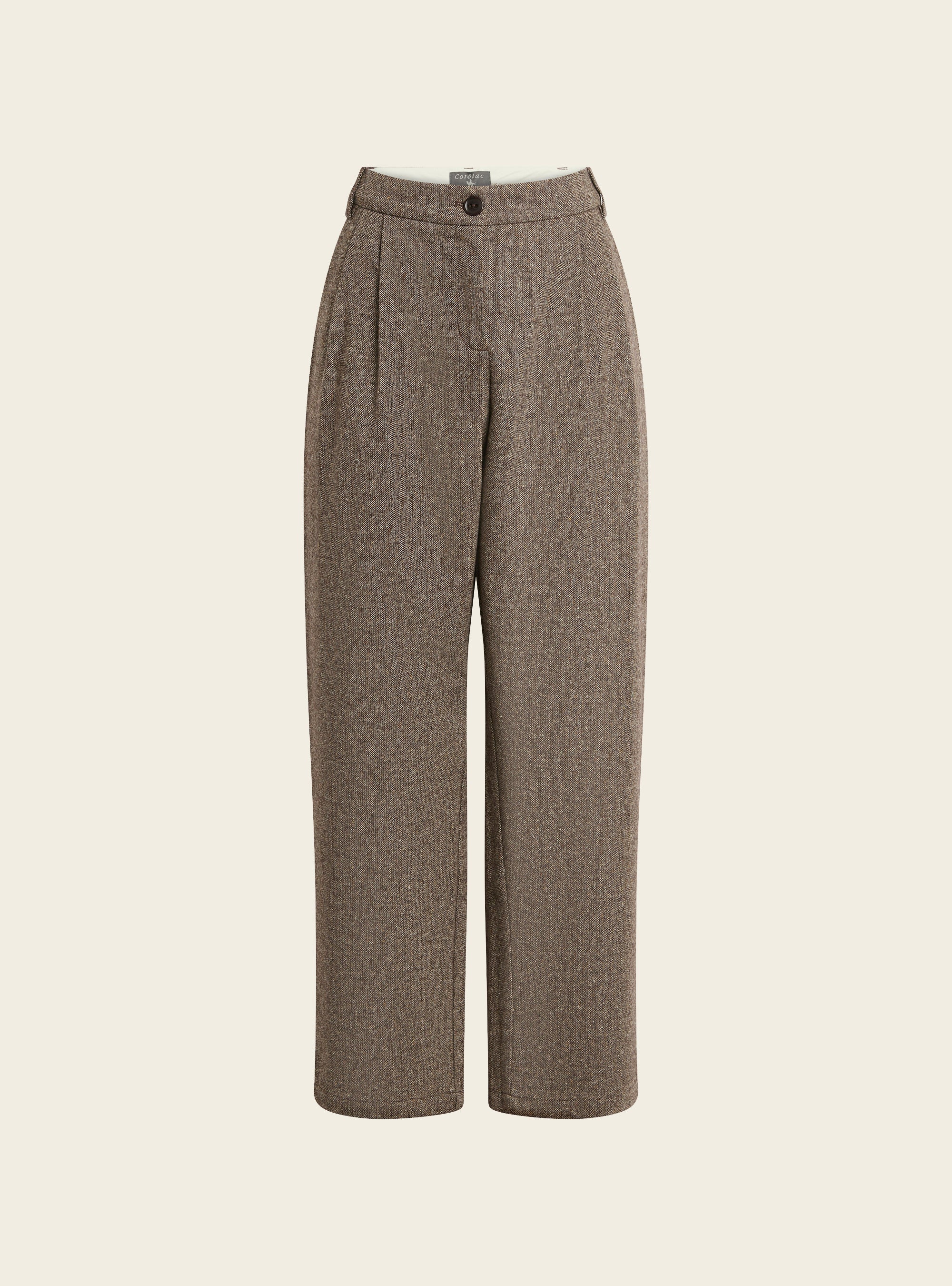 Pantalon carotte en tweed de laine chinée Cotélac 