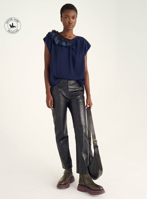Blouse à volants plissés Cotélac 