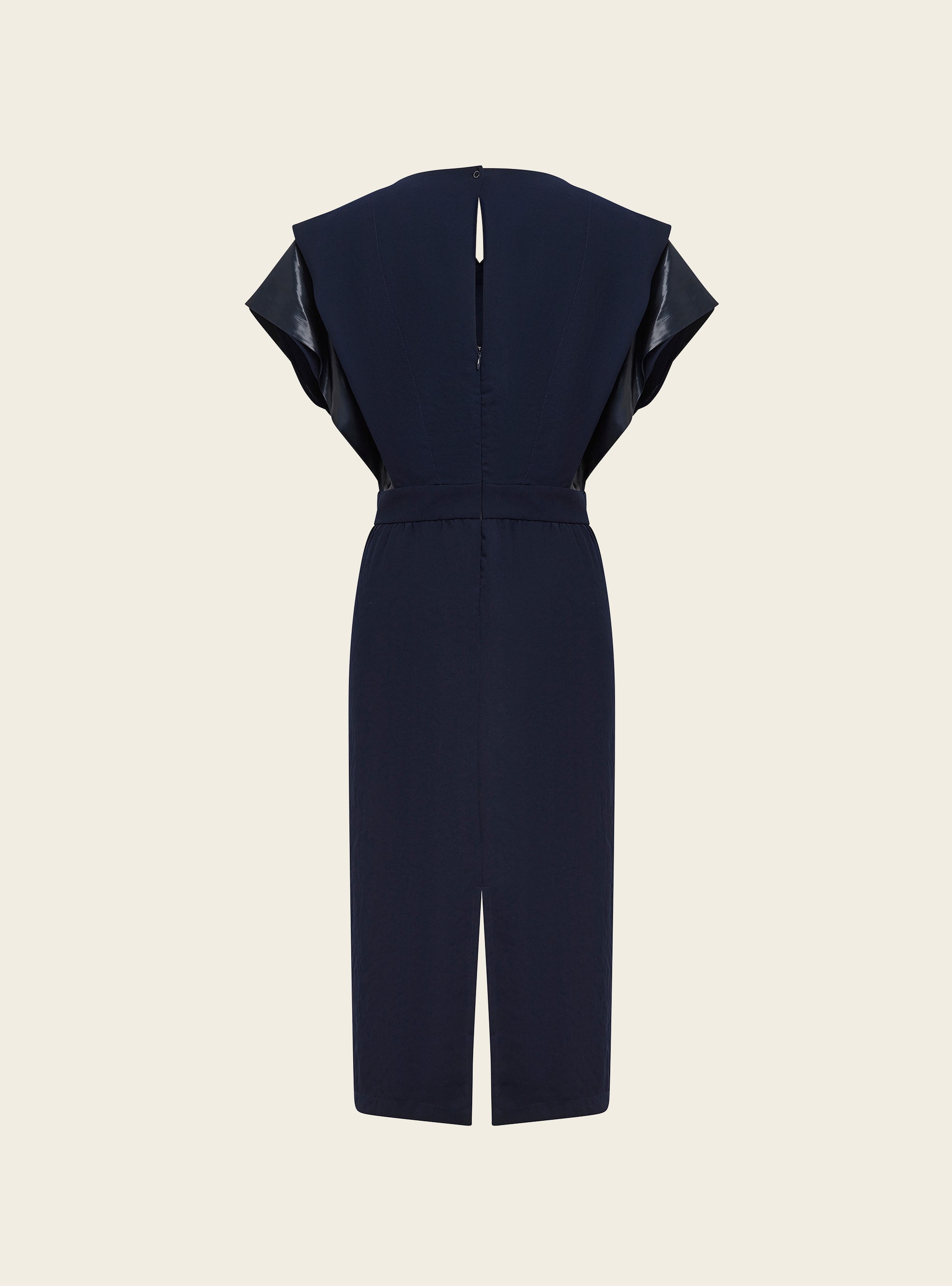 Dress in heavy crepe and satin