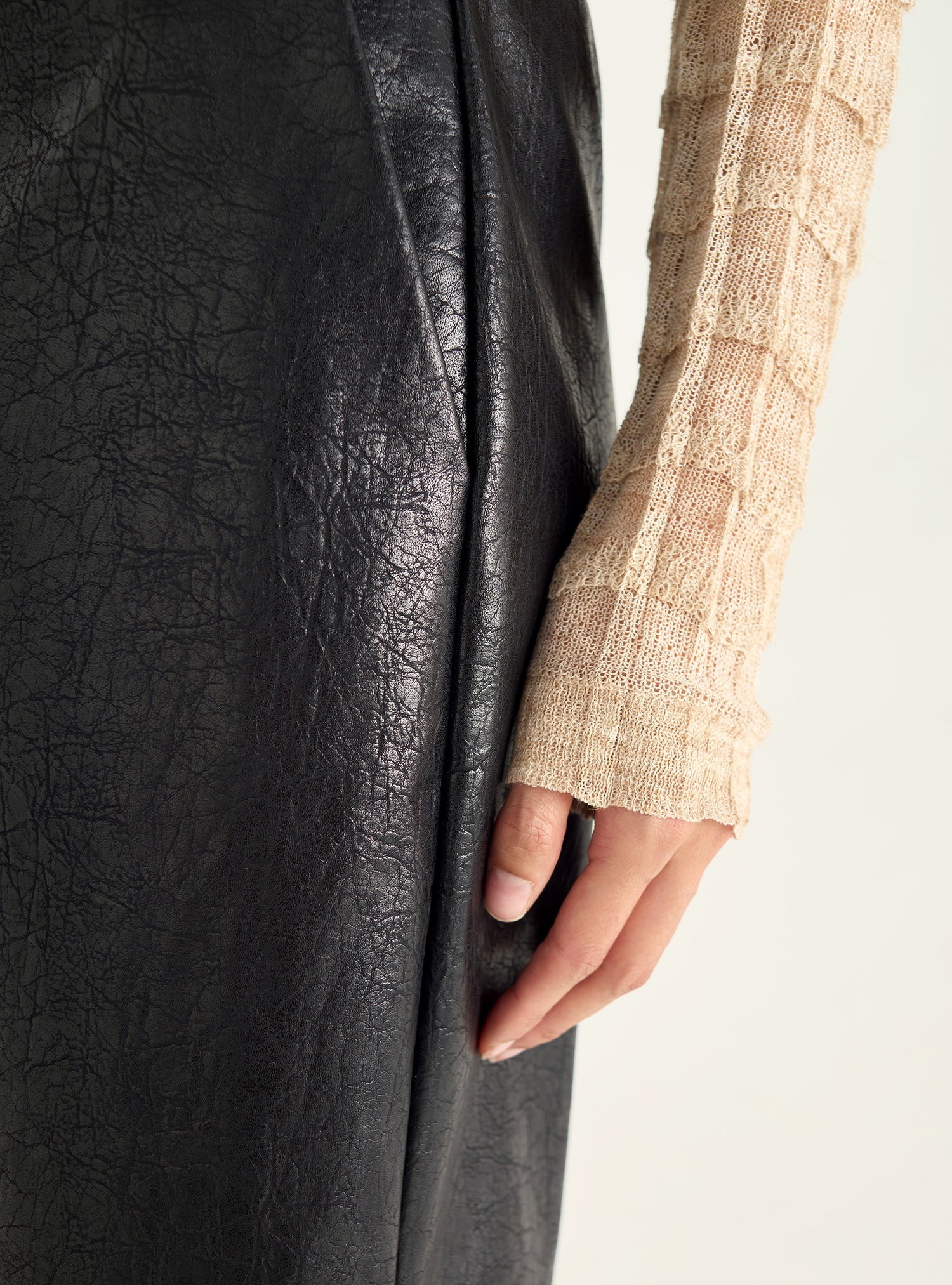 Jupe-culotte en imitation cuir vieilli