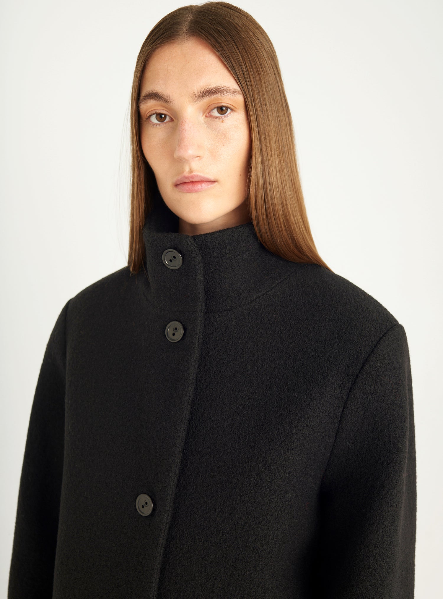 Manteau long en laine bouillie