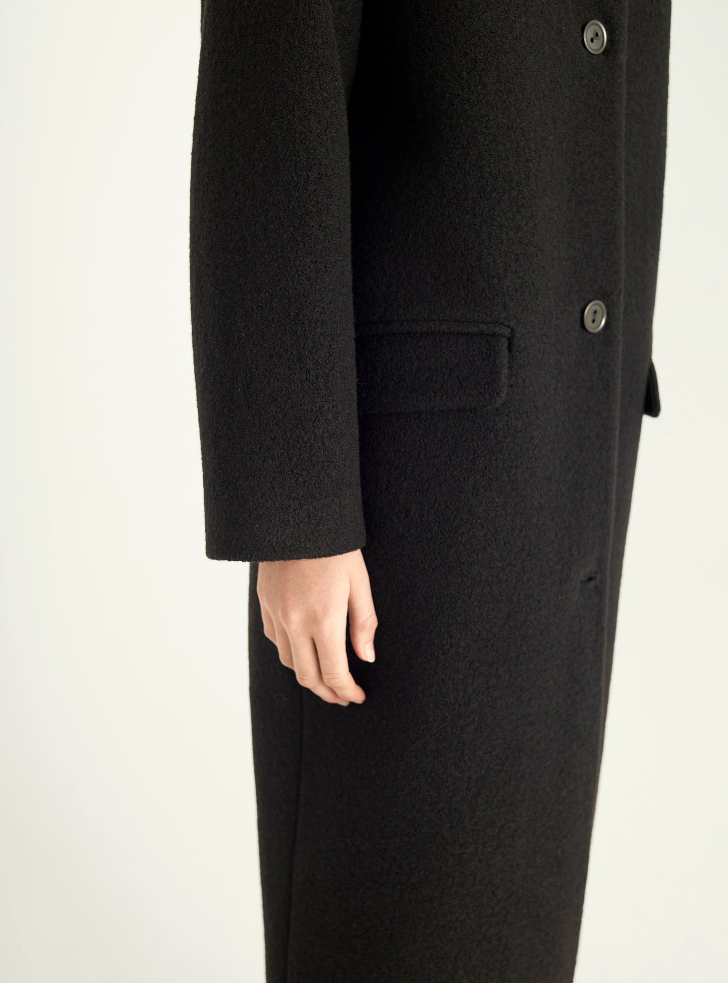 Manteau long en laine bouillie
