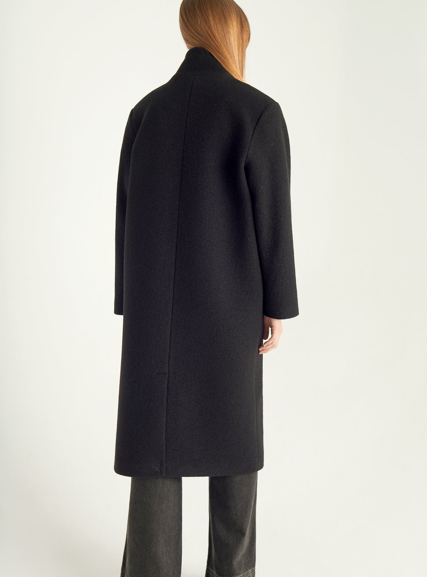 Manteau long en laine bouillie