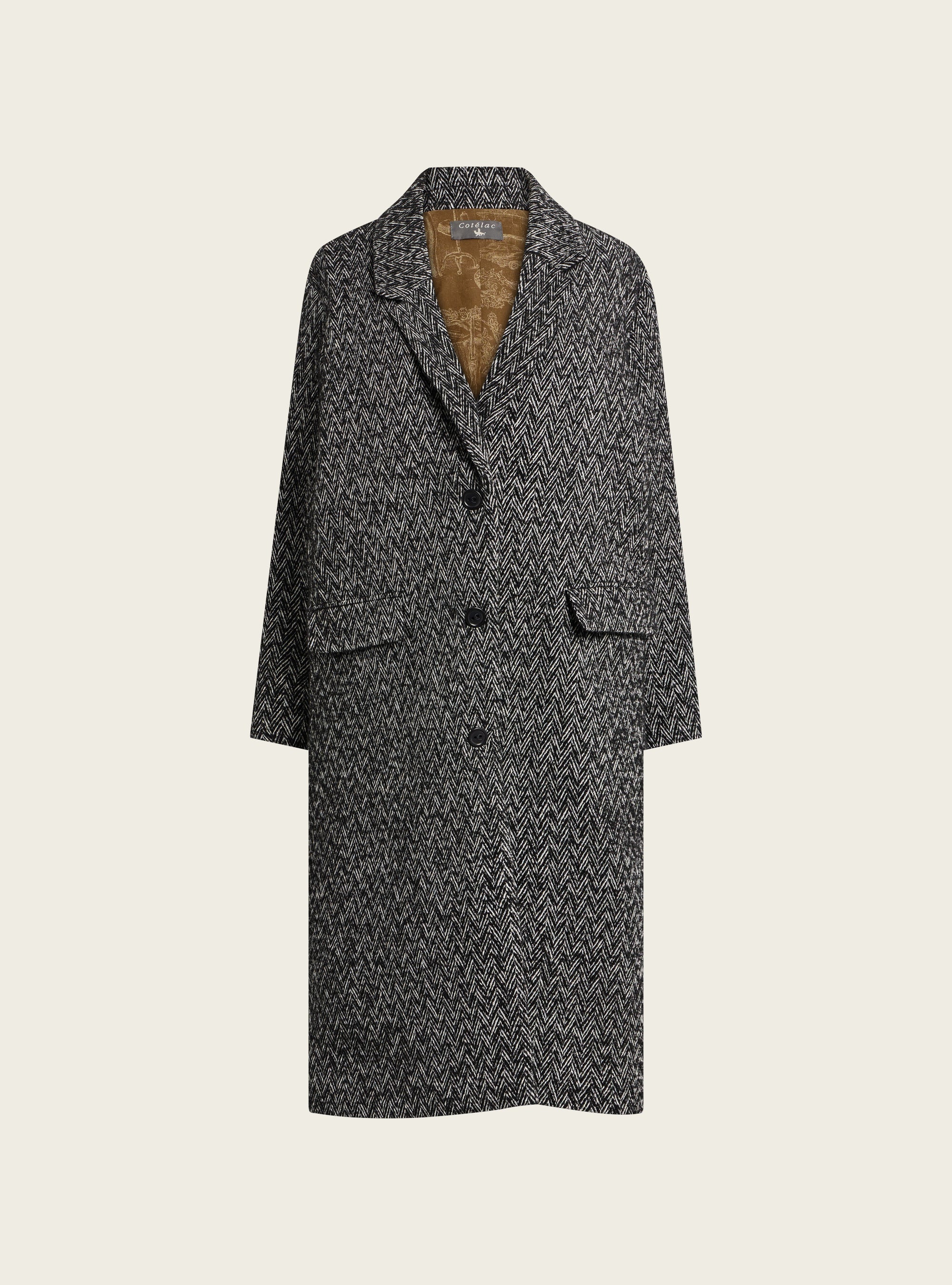 Manteau long en chevron laine Cotélac 