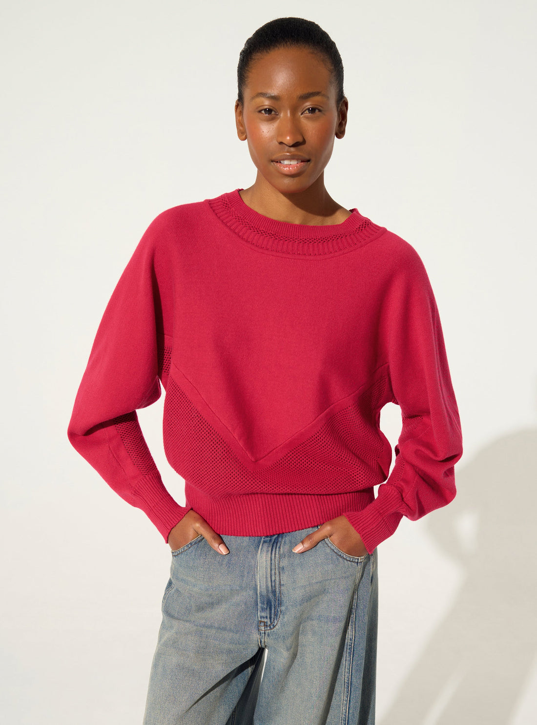 Roter Pullover aus Baumwolle und Kaschmir
