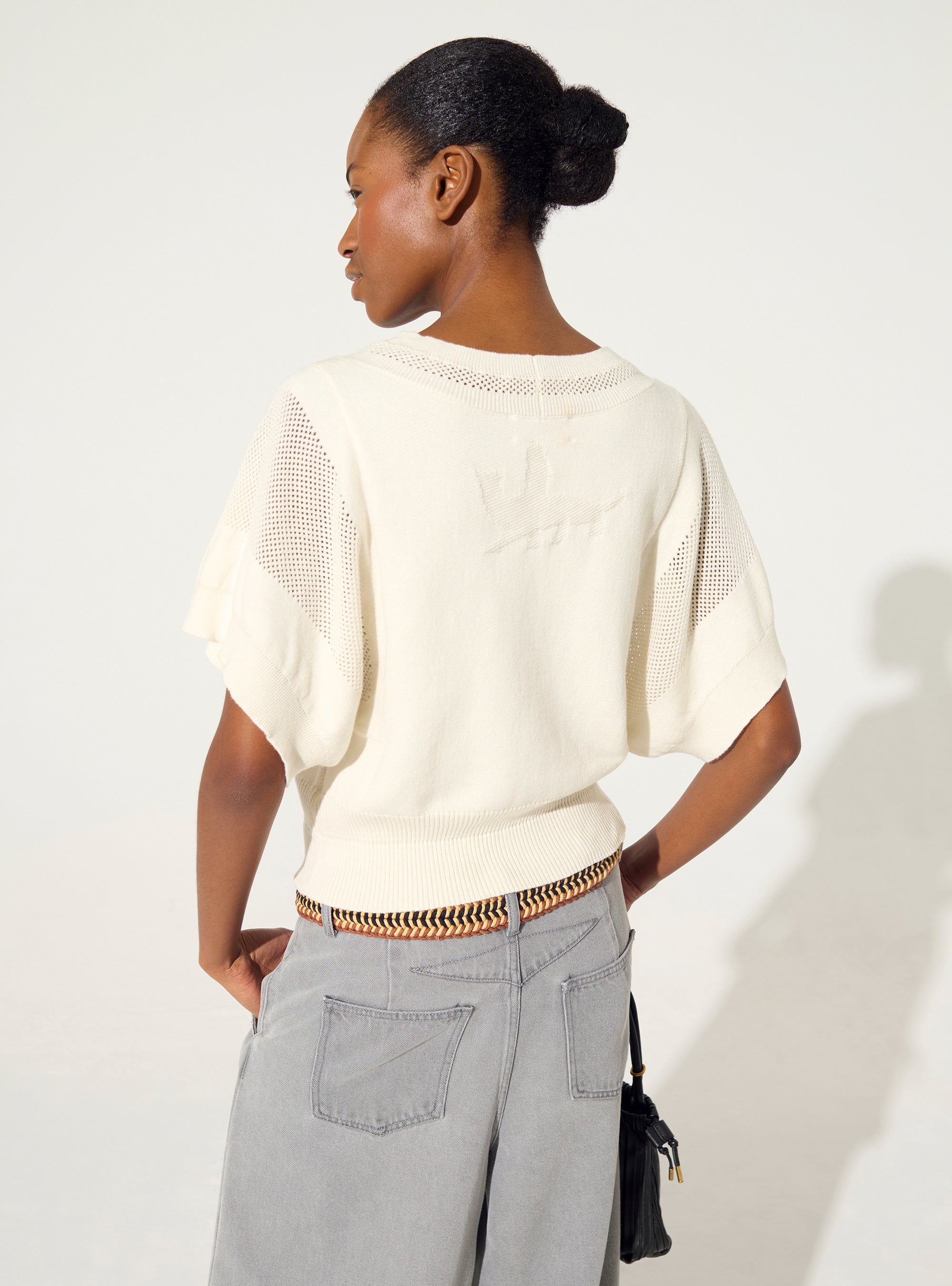Pull en coton et cachemire écru