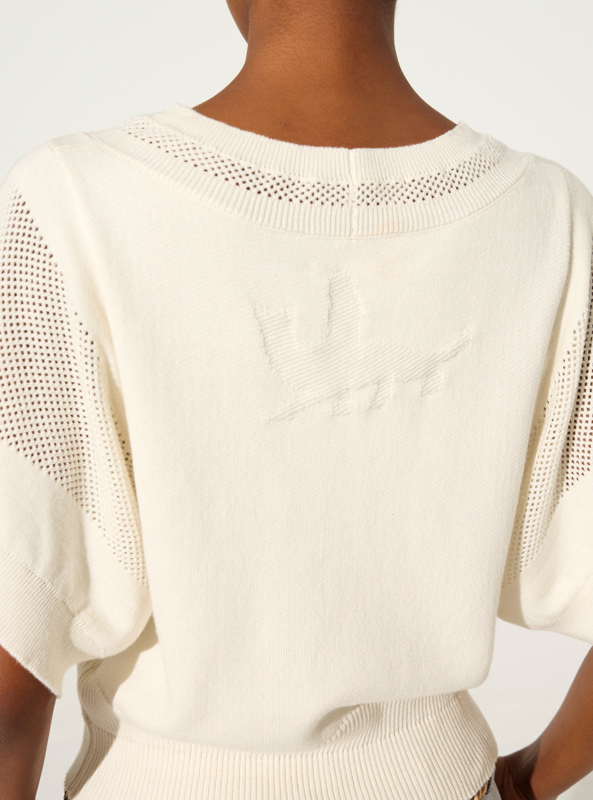 Pull en coton et cachemire écru