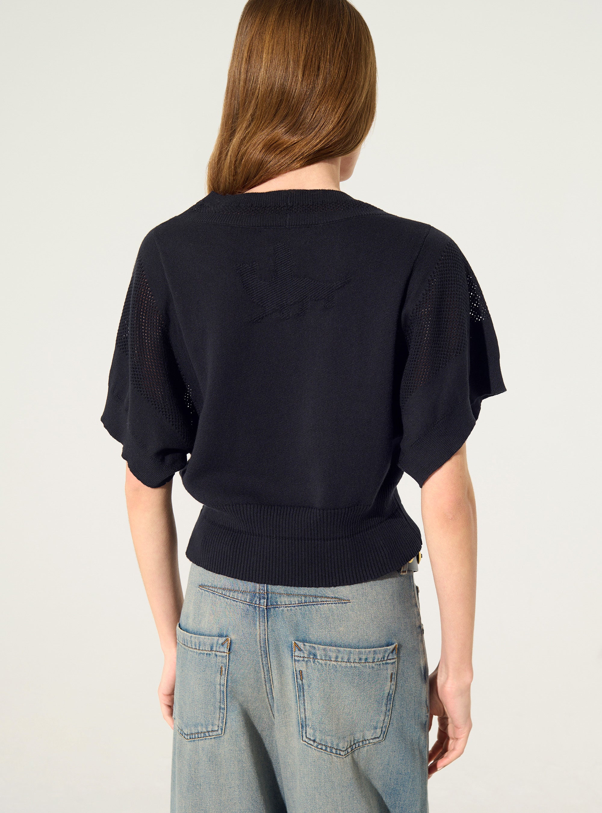 Schwarzer Pullover aus Baumwolle und Kaschmir