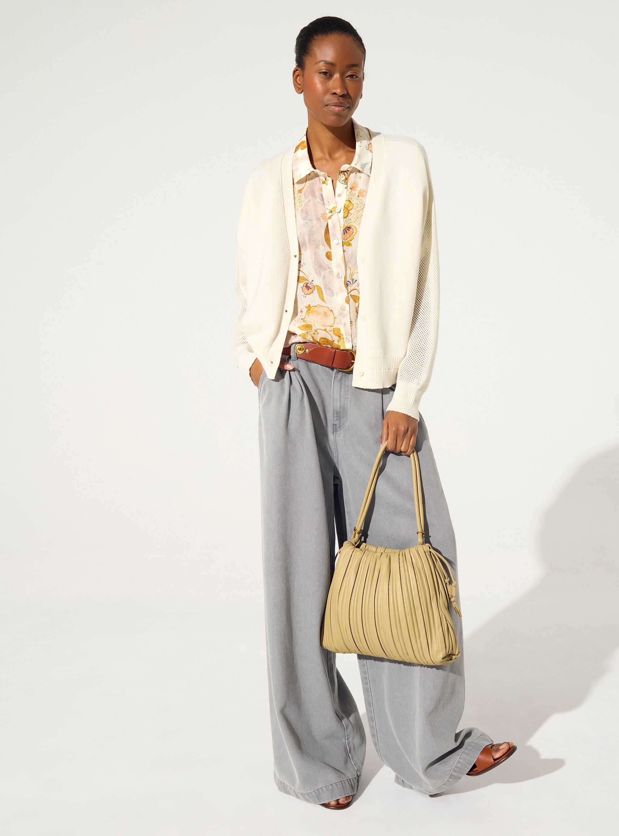 weiße Strickjacke aus Baumwolle und Kaschmir