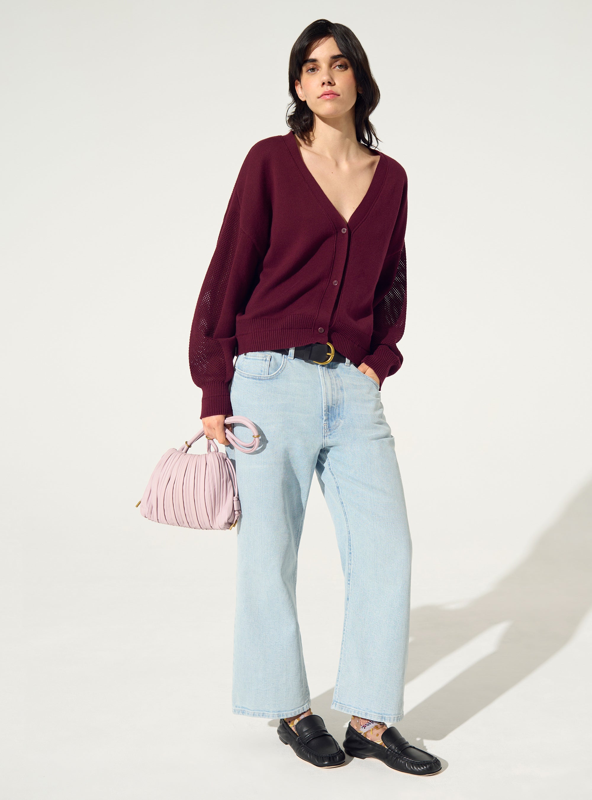 Cardigan en coton et cachemire rouge