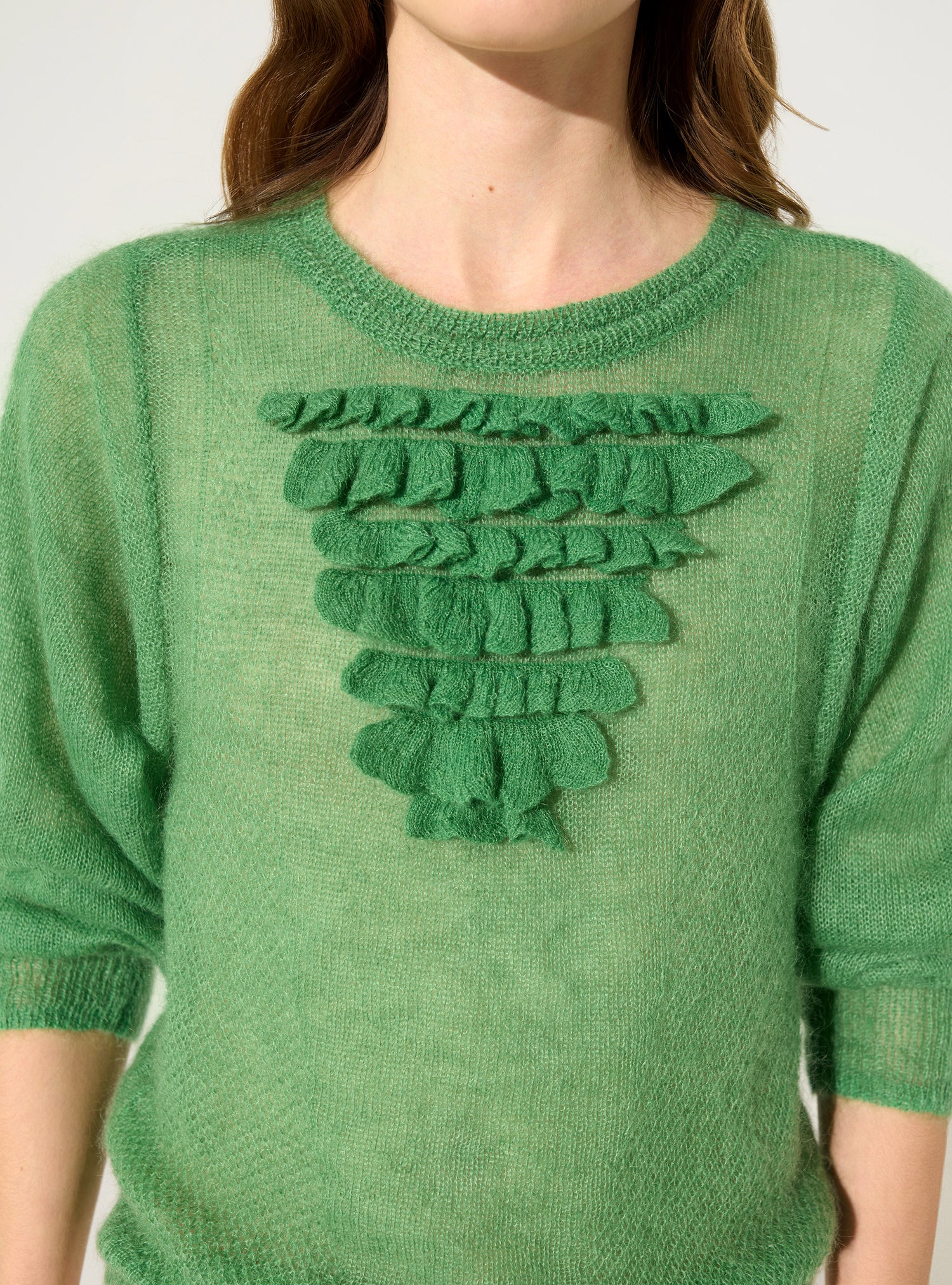 Grüner Pullover aus Mohair und Wolle