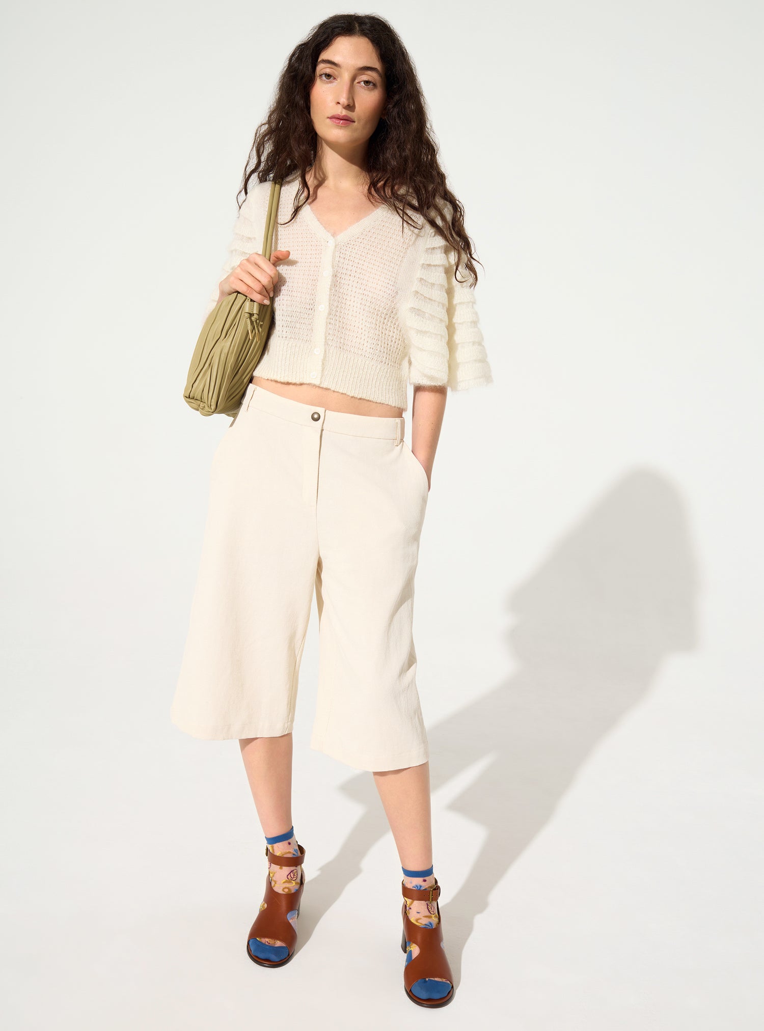 Cardigan en mohair et laine blanc