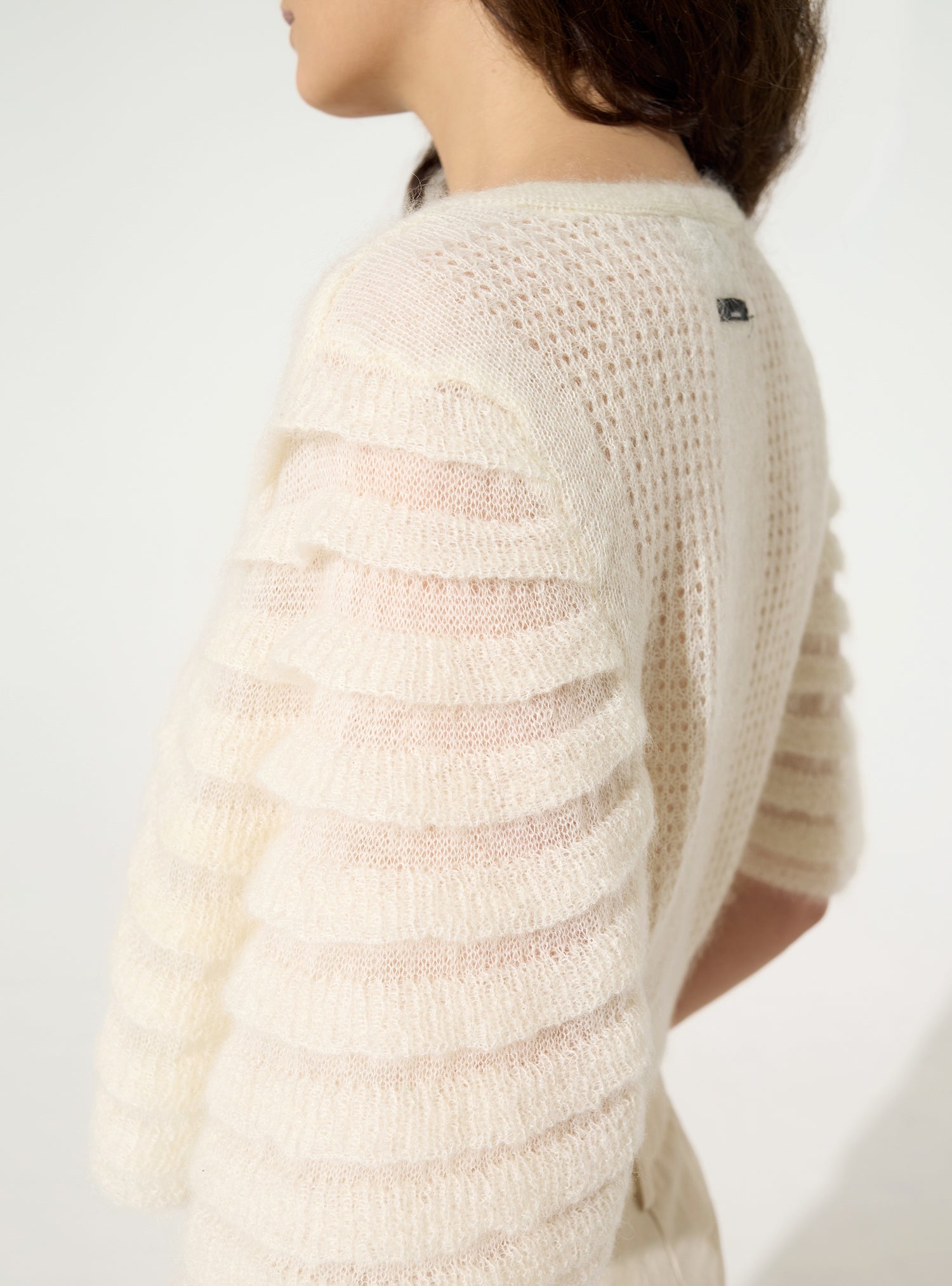 Cardigan en mohair et laine blanc