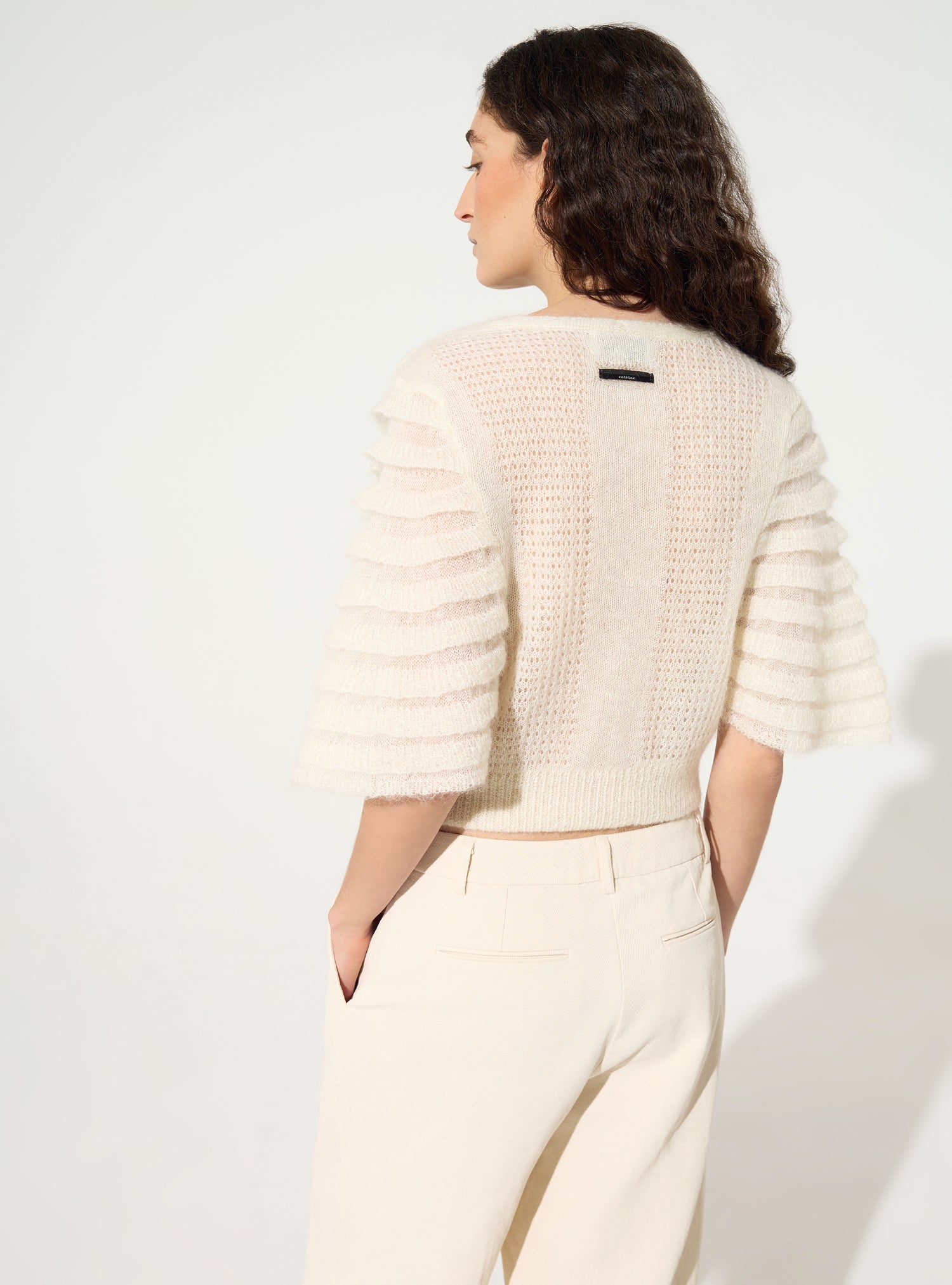 Cardigan en mohair et laine blanc