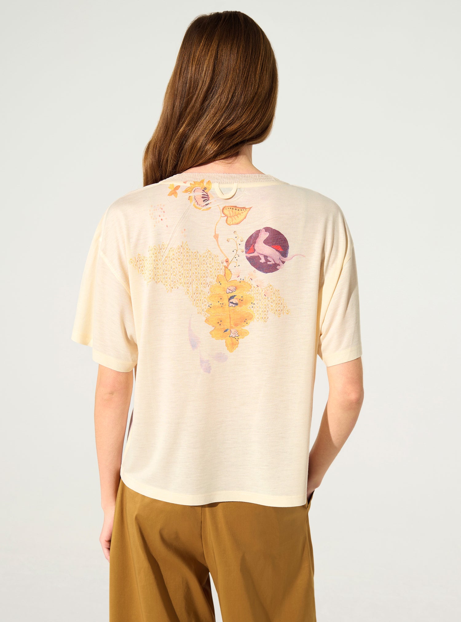 T-shirt ample plissé imprimé blanc