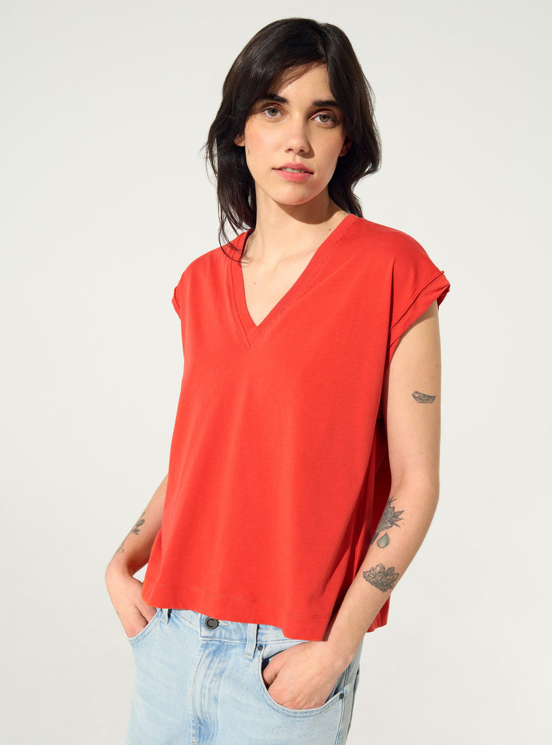 Red organic cotton tank top