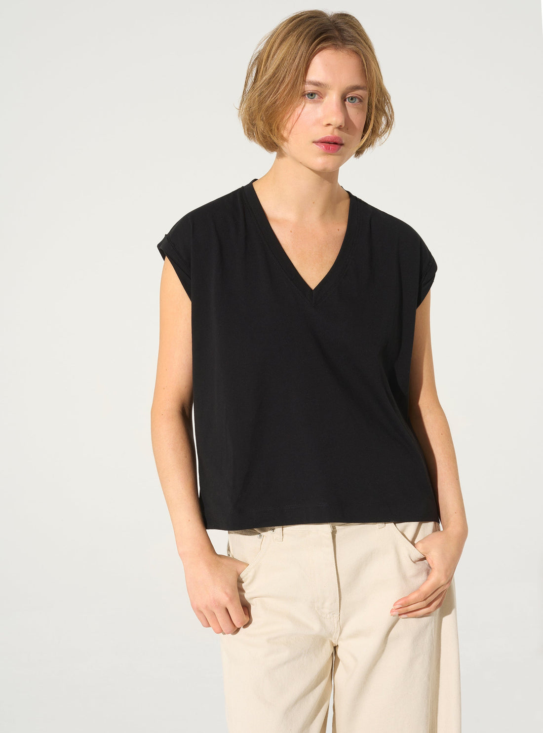 Black organic cotton tank top