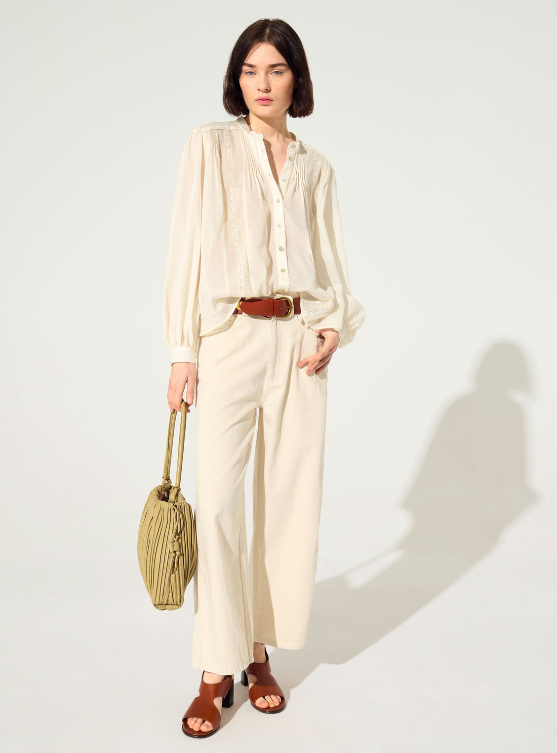 Chemise oversize plissée et Dentelle de Calais-Caudry® Cotélac 