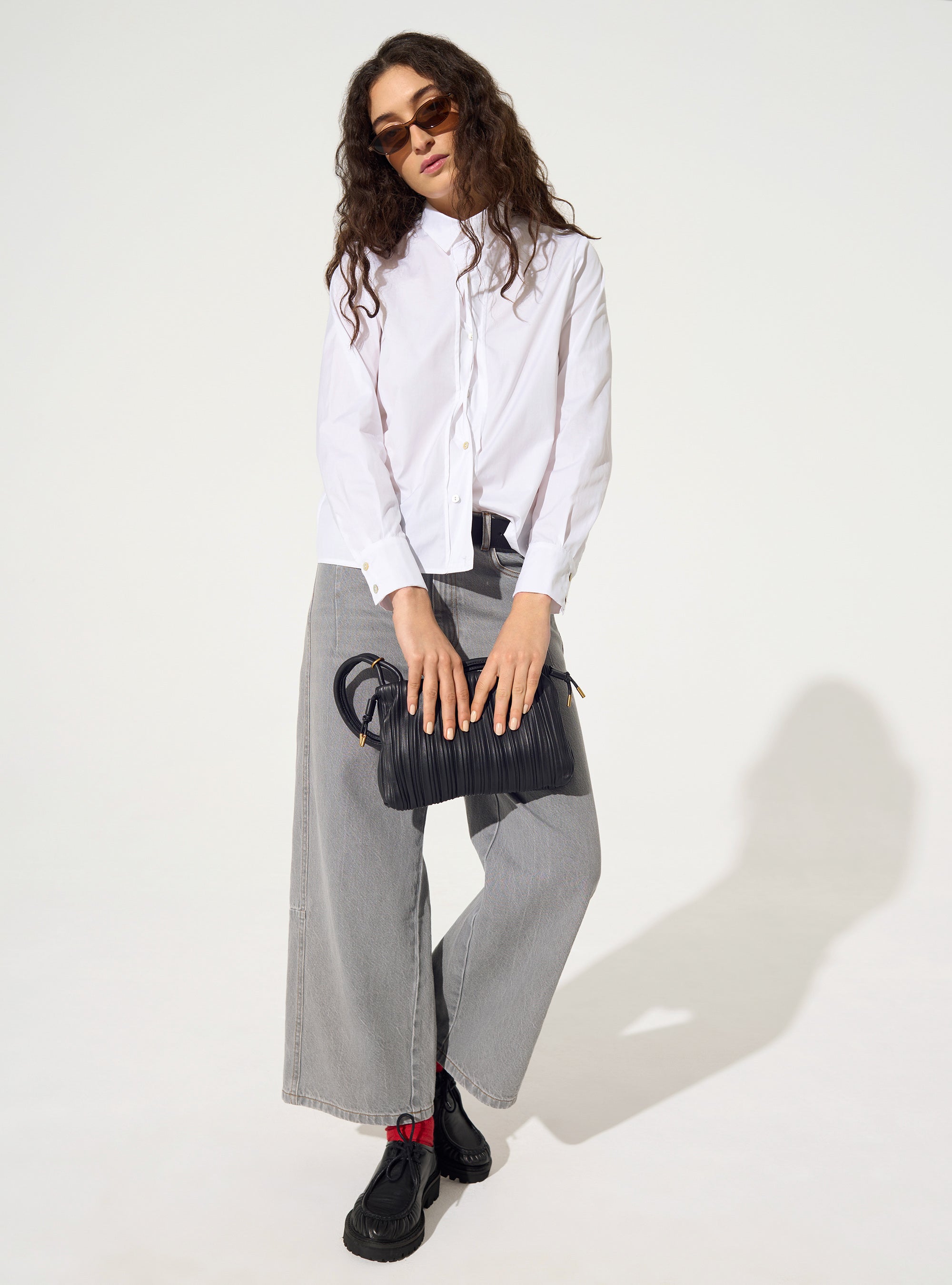 Gerades weißes Baumwollhemd