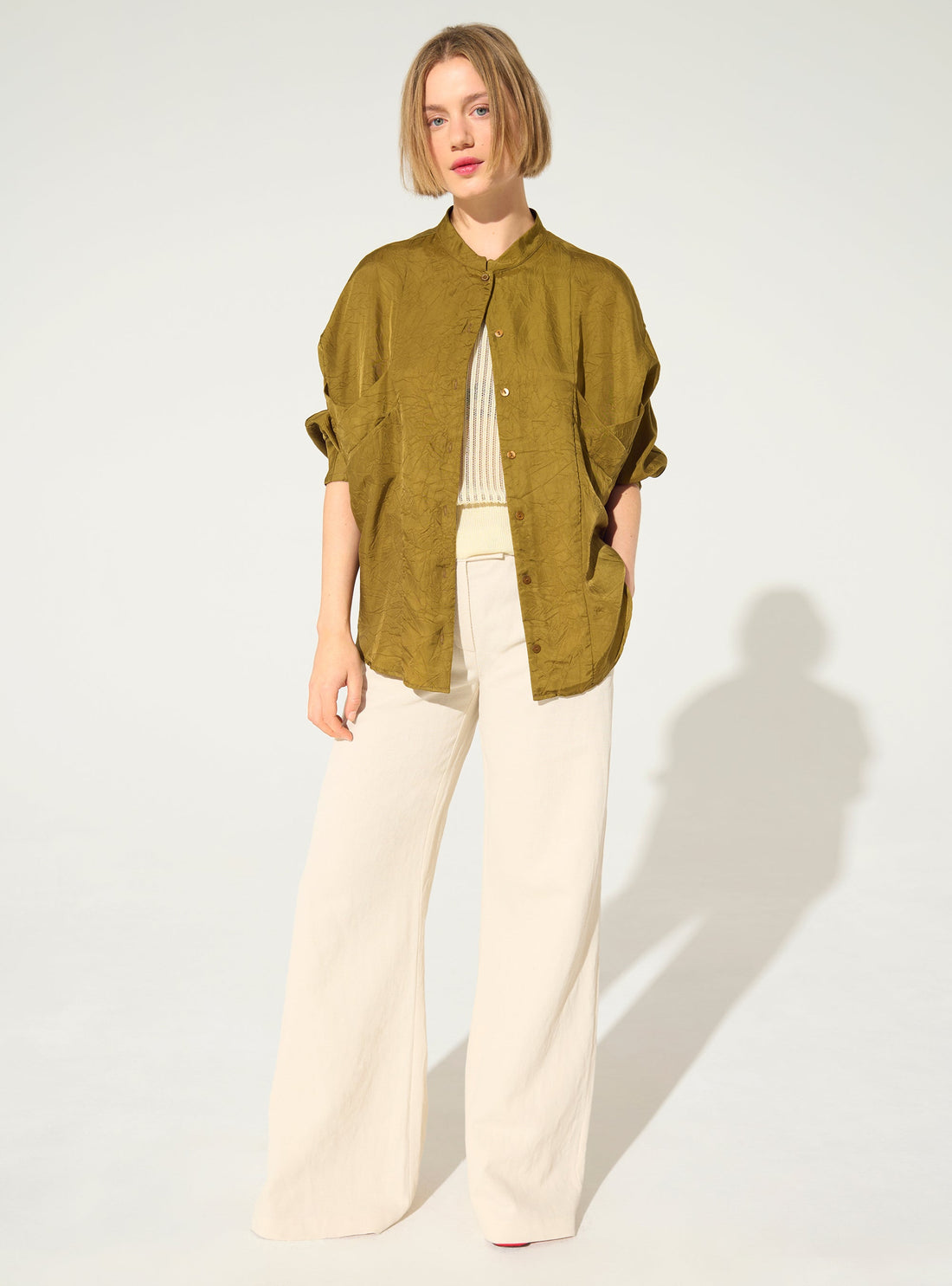 Chemise oversize en cupro bronze
