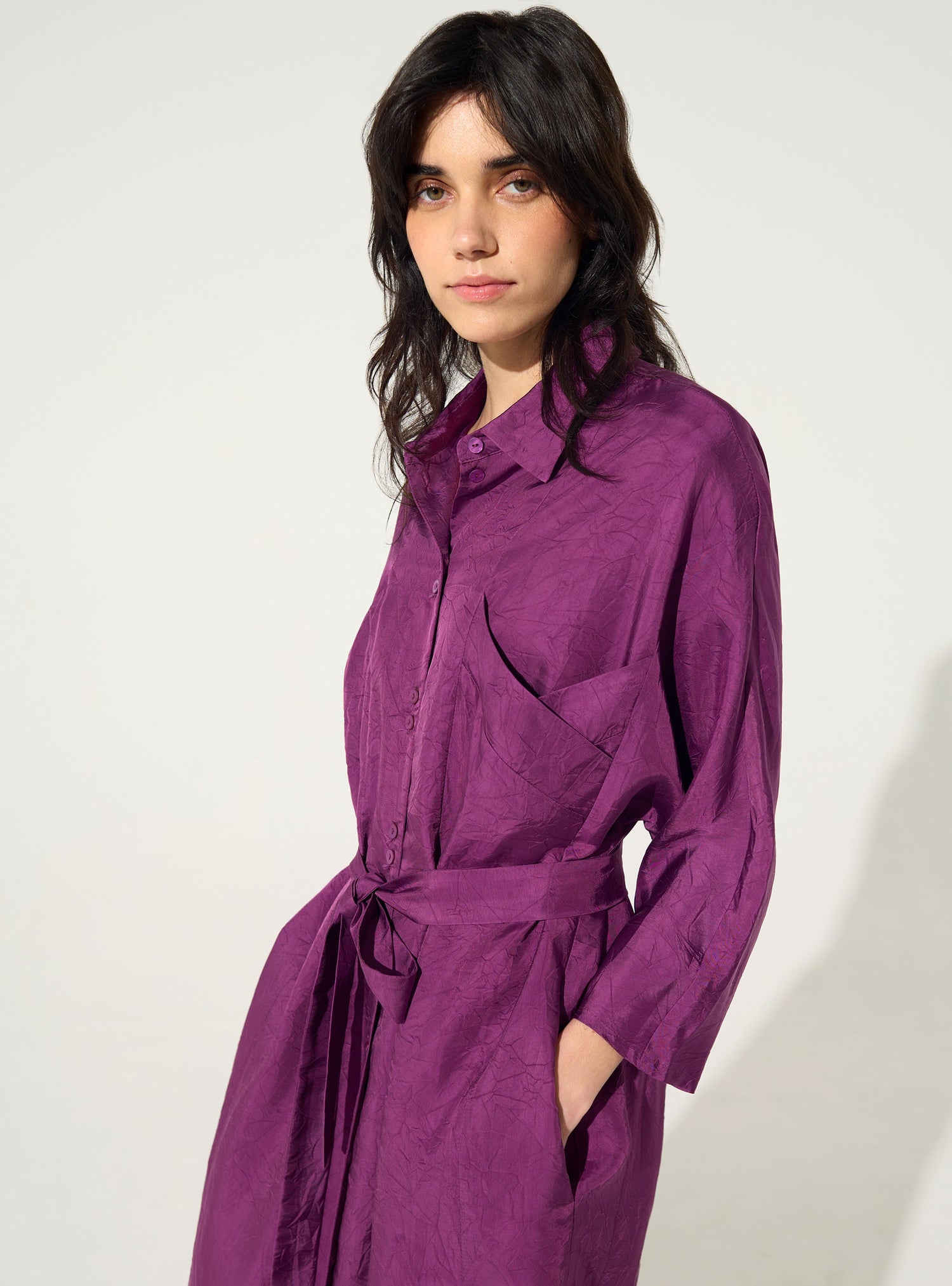 Robe ample en cupro violet