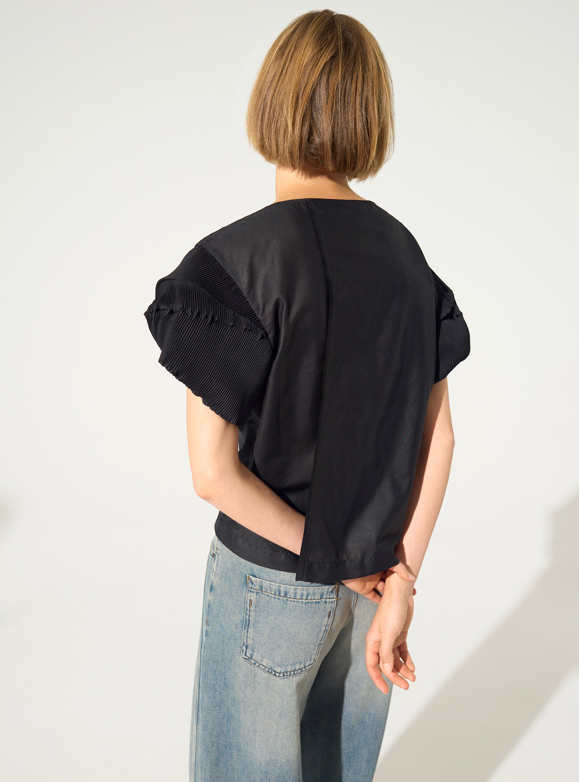 Blouse plissée noir