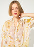 Oversized XXL pleated printed white blouse
