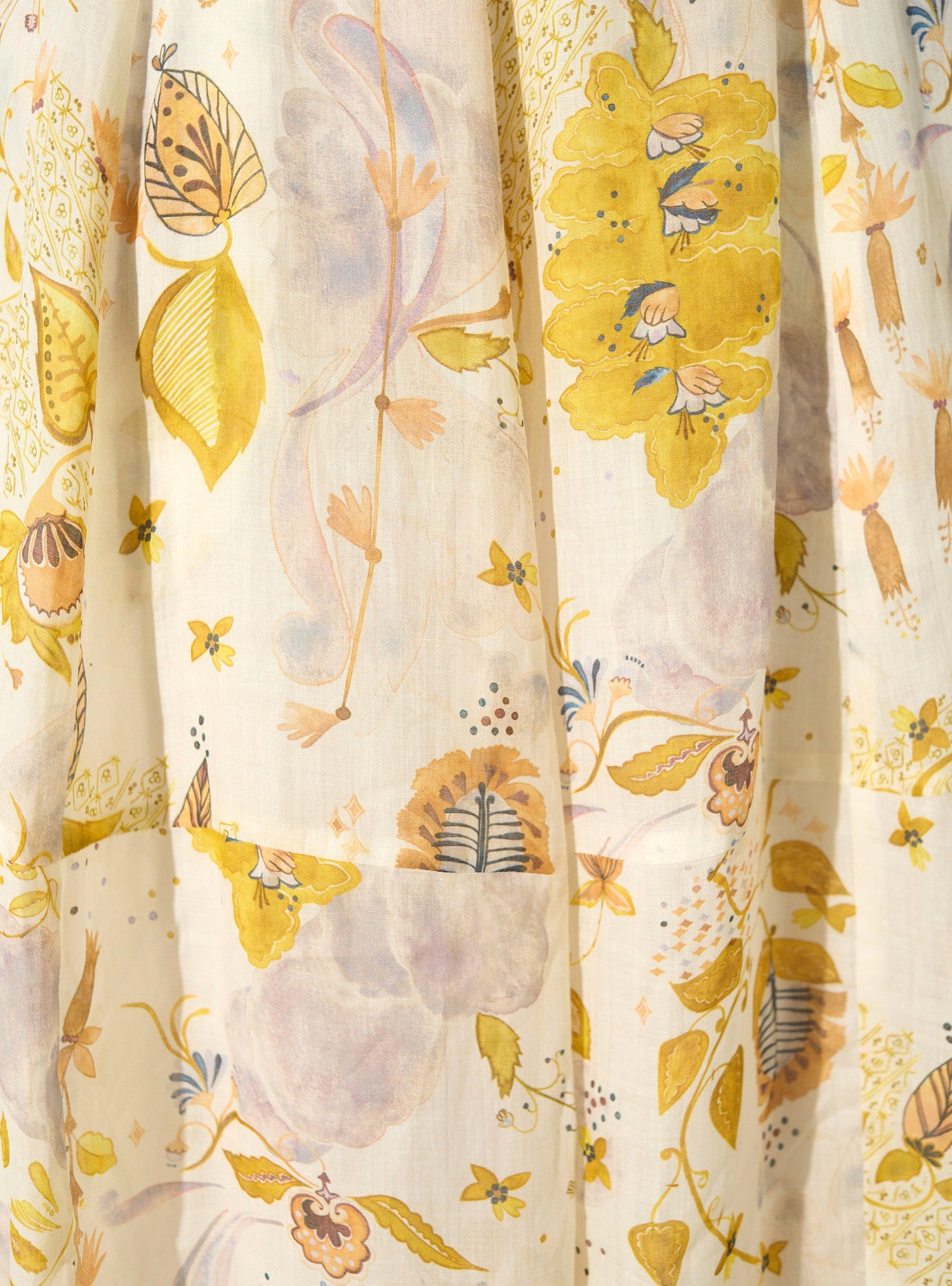 Wide white printed skirt