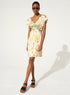 Robe ajustée plissée imprimée blanc