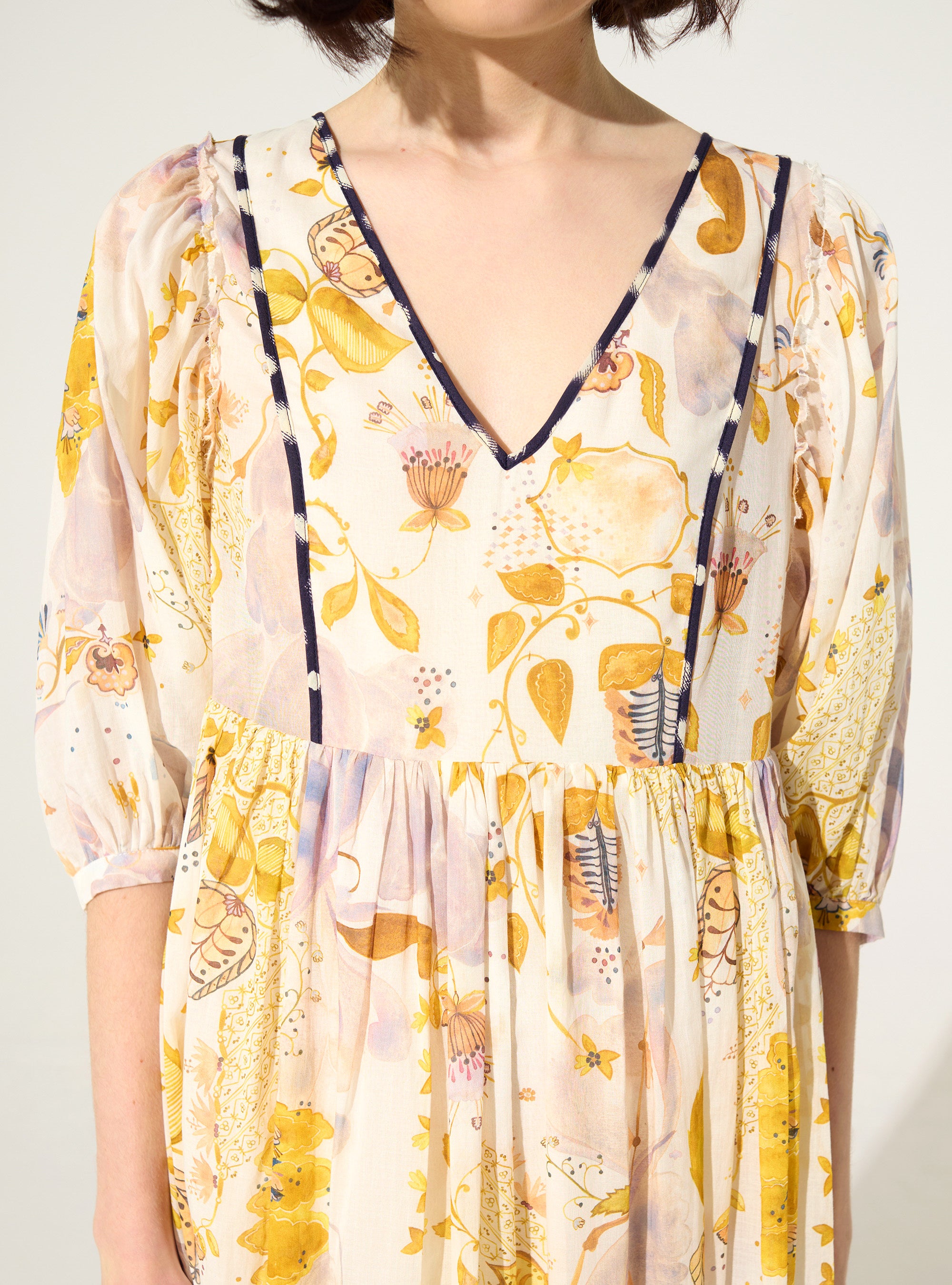 Robe ample imprimée en coton blanc