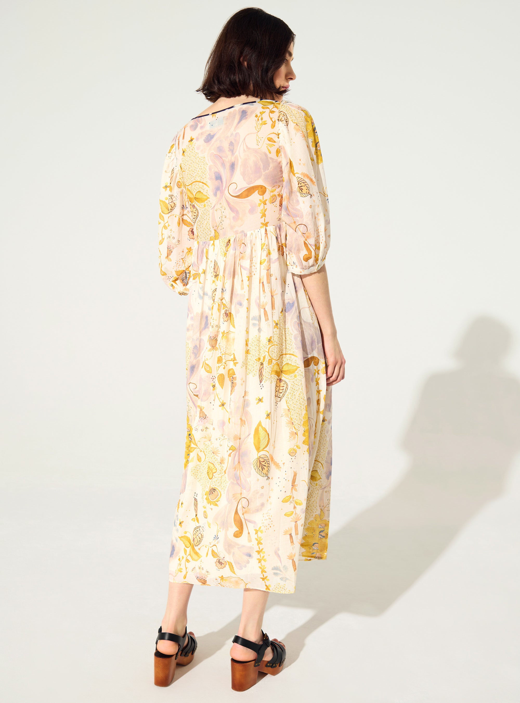 Robe ample imprimée en coton blanc