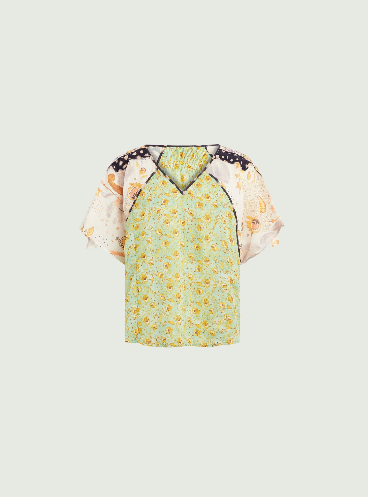 Blouse oversize plissée imprimée vert Cotélac 