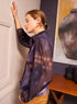 Chemise ajustée plissée imprimé maison violette Cotélac 
