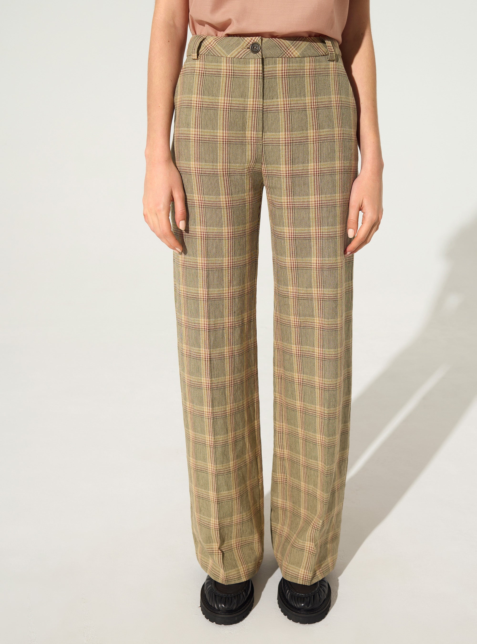 Linen check trousers